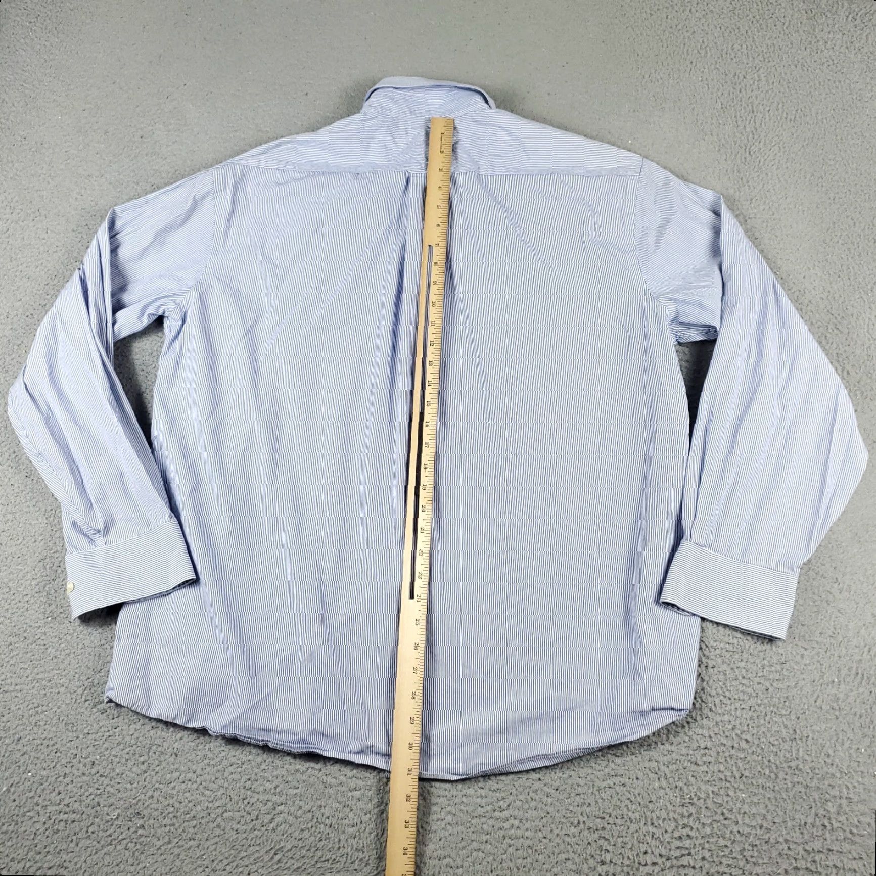 Tommy Hilfiger VINTAGE Tommy Hilfiger Shirt Mens 17.5 Blue Striped Dress Button Up Long Sleeve Adult Medium Blue | 17.5 in Neck | Classic Preppy Style Mens Size 46R - 3 Thumbnail