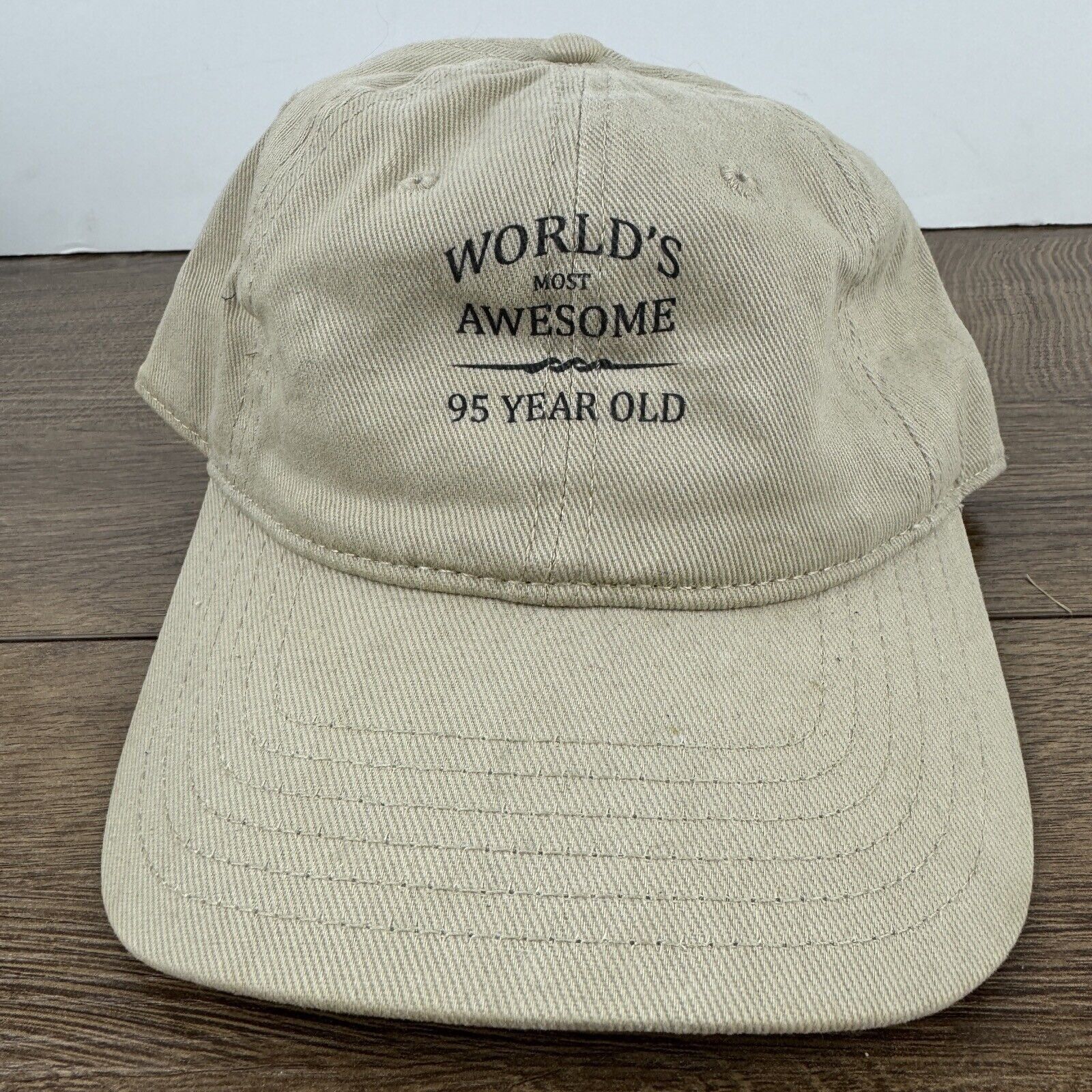 Other 95 Years Old Hat Worlds Awesome 95 Tan Brown Hat Adjustable Size ONE SIZE - 5 Thumbnail