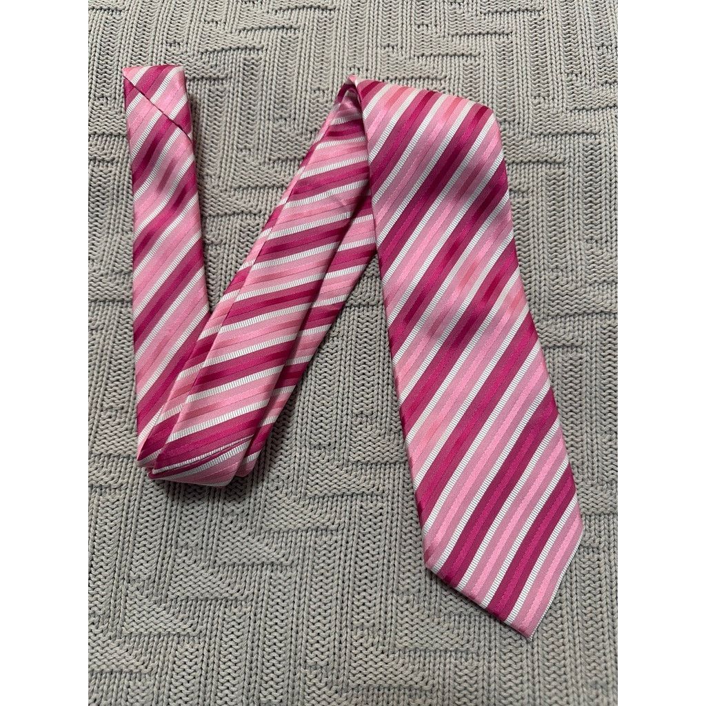 Other Uomo Venetto pink striped breast cancer awareness tie Size ONE SIZE - 1 Thumbnail