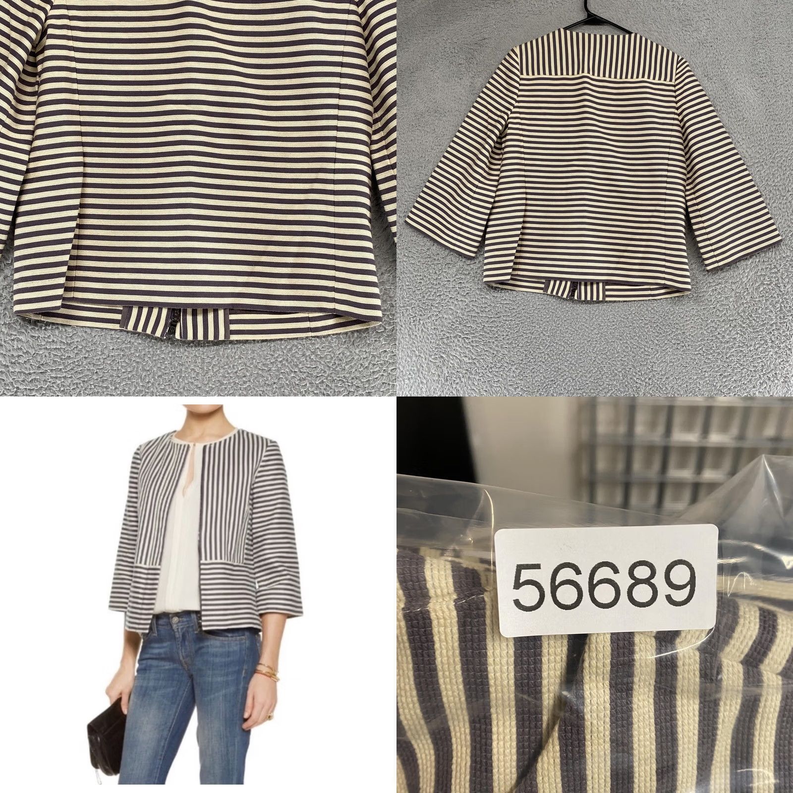 Tory Burch Tory Burch Jacket Womens 6 Gray Stripe Rene Zip Up Silk Lined Corporate Office Size M / US 6-8 / IT 42-44 - 9 Thumbnail