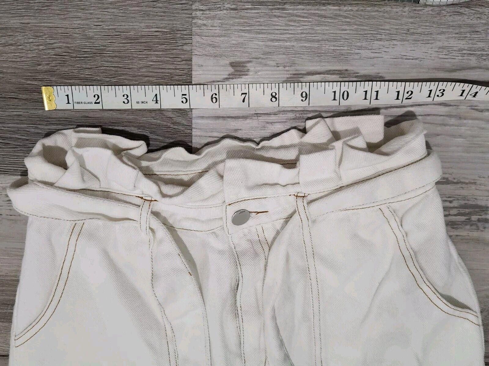 Designer Altar'd State Denim Skirt White Medium Belted Scrunch Waist Size 32" / US 10 / IT 46 - 7 Thumbnail
