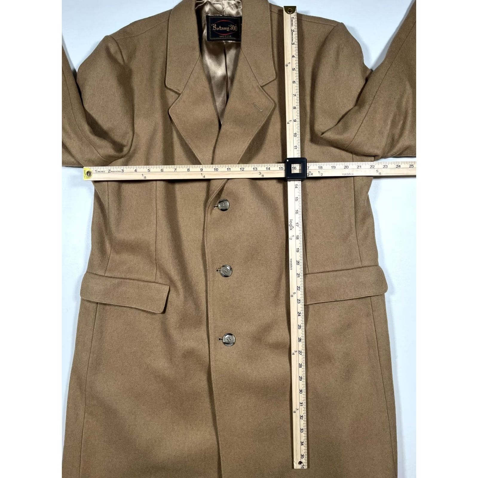 Vintage VINTAGE Botany 500 Coat Mens 44R Beige Wool Lined Overcoat Made USA 80s 90s Size US S / EU 44-46 / 1 - 6 Thumbnail