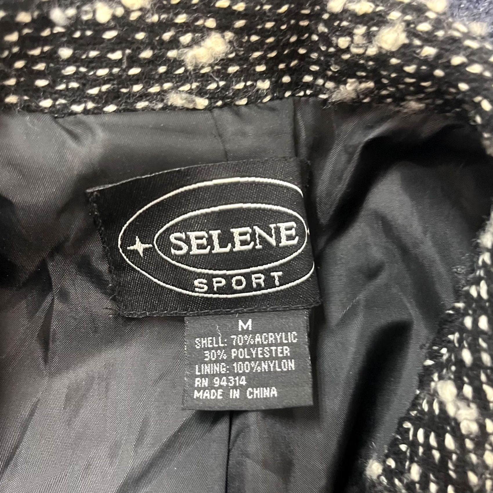 Vintage Selene Sport Blazer Jacket Womens M Black Tweed Button Front Lined Size M / US 6-8 / IT 42-44 - 2 Thumbnail