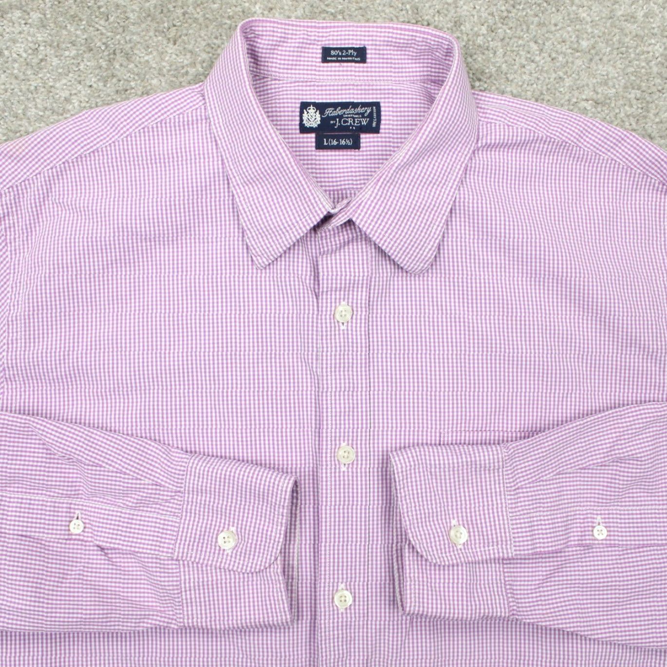 J.Crew J.CREW Shirt Mens Large 16-16 1/2 Pink/White 80s 2 Ply Cotton L/S Check Button-Up Size US L / EU 52-54 / 3 - 2 Thumbnail