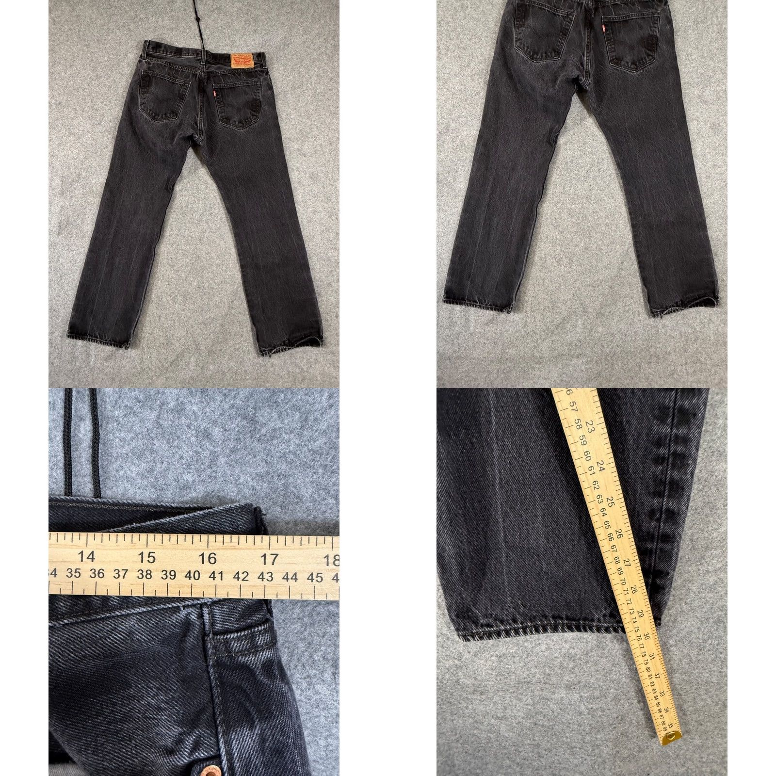 Levi's VINTAGE Levi’s 501 Button Fly Jeans Mens 34x30 Black Denim Faded Weathered Straight Leg City, Streetwear Mens Size US 34 / EU 50 - 9 Thumbnail