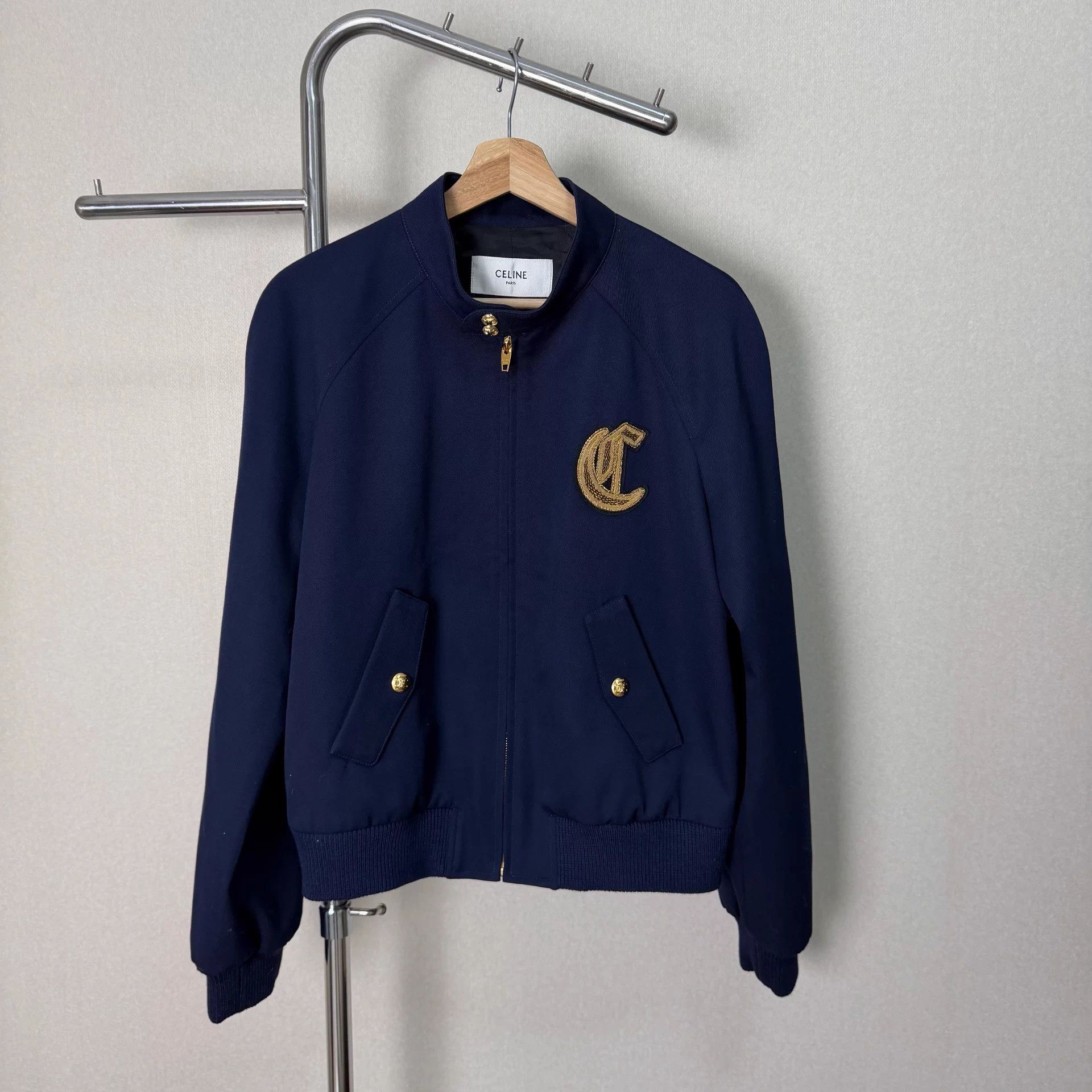 Celine CELINE 25ss stand-collar patch-pocket men's blue jacket Size US M / EU 48-50 / 2 - 1 Thumbnail