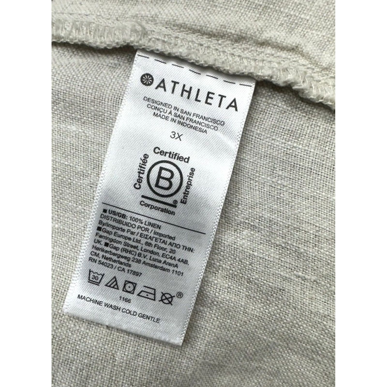 Athleta ATHLETA Retreat Linen High Rise Wide Leg Pants Elastic Waist Beige Womens 3X Size 40" / US 18 - 7 Thumbnail