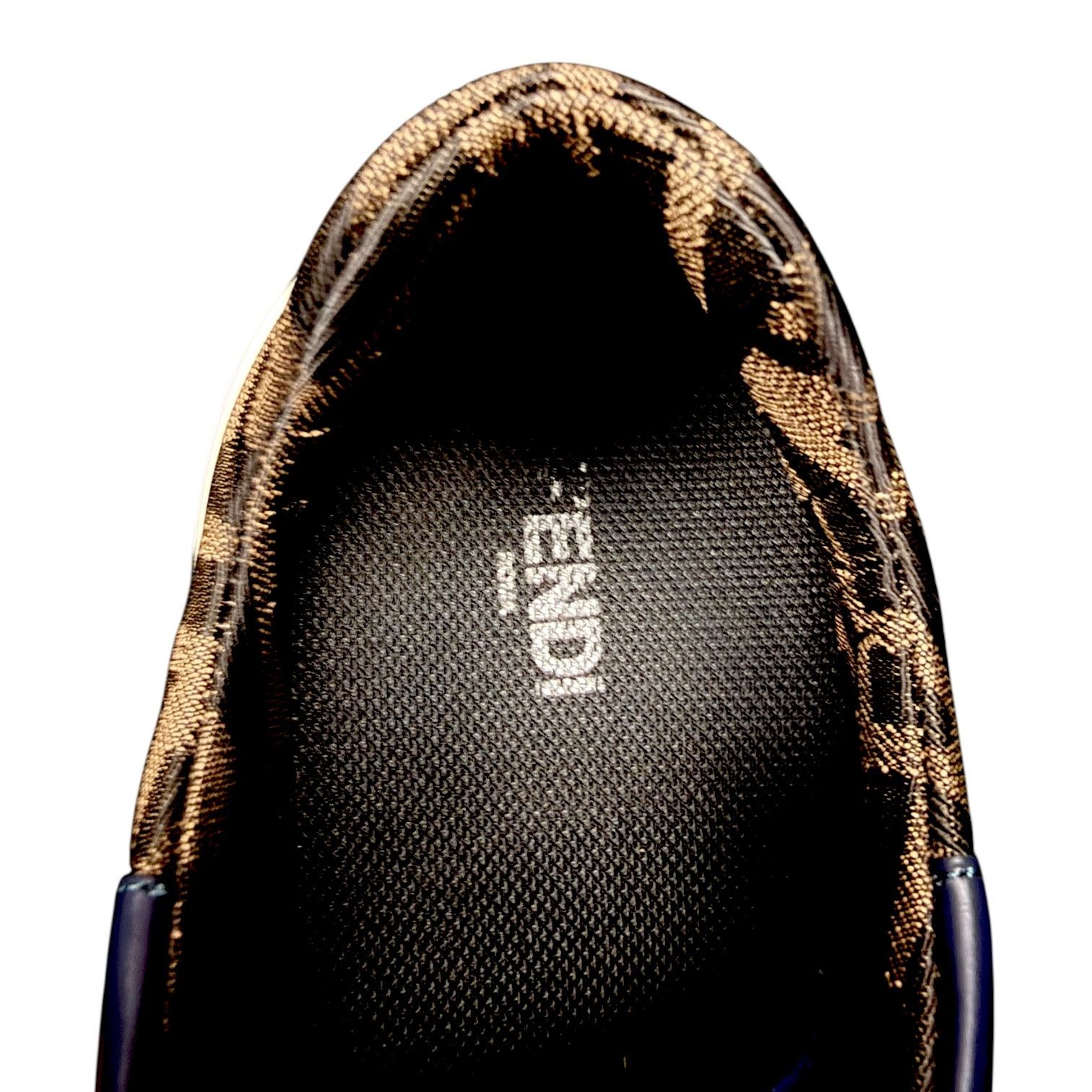 Fendi Men's Fendi FF Navy Zucca Low Top Leather Shoes US8 $975 Size US 8 / EU 41 - 9 Thumbnail