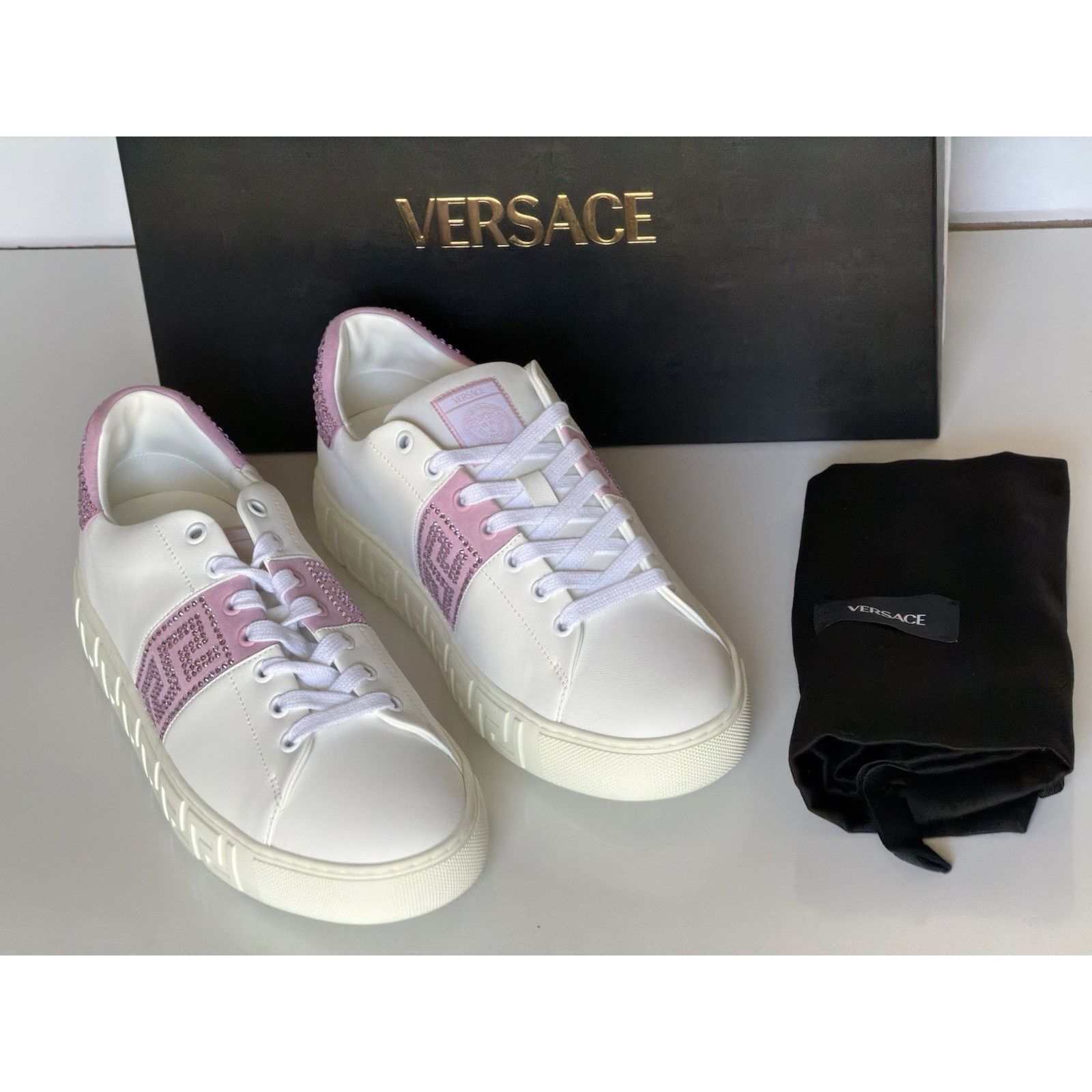Versace Versace Crystal Greek Leather Sneakers 10.5 US 1013568 Size US 10.5 / IT 40.5 - 15 Thumbnail