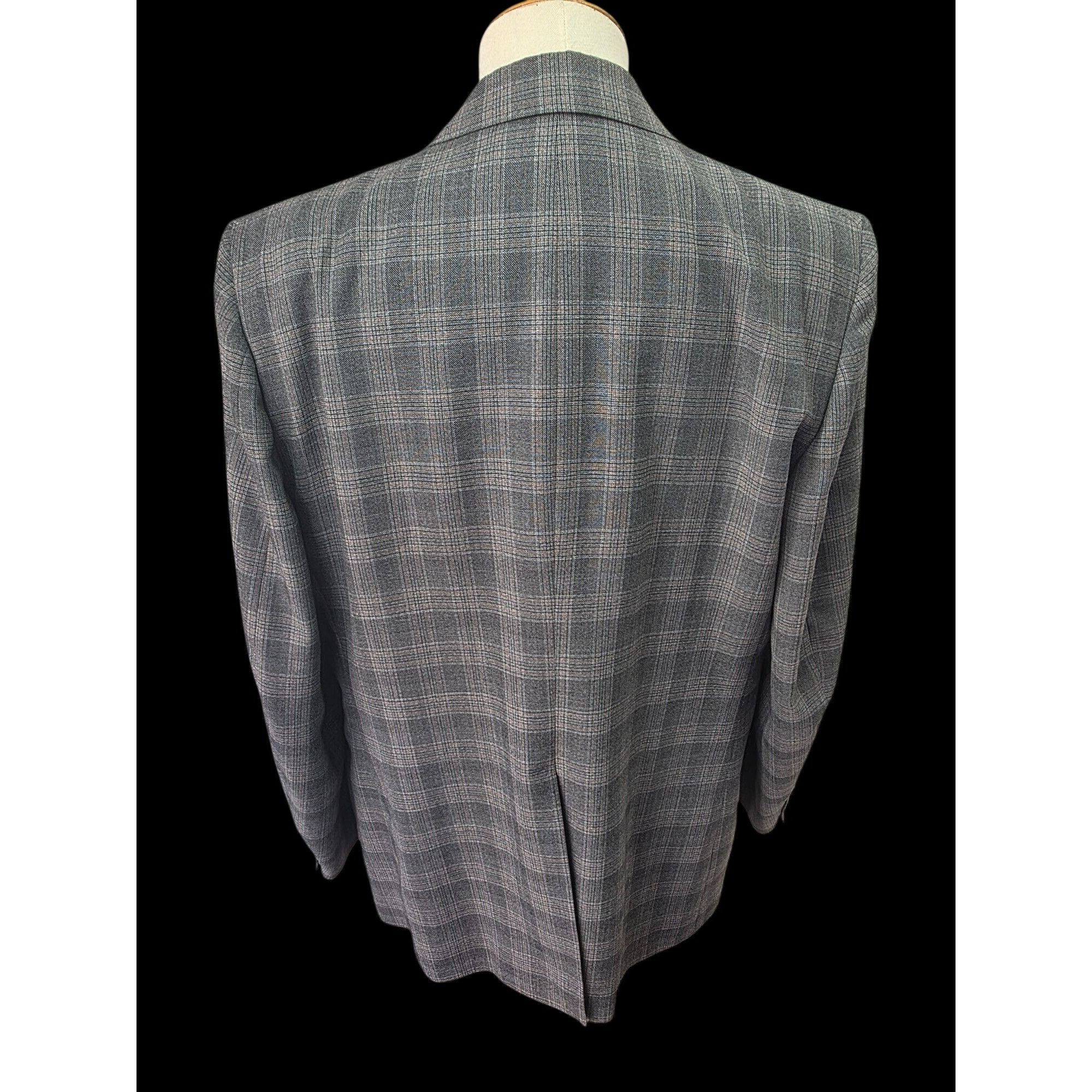 Lanvin Lanvin Paris 80s Glen Plaid Sport Coat 44L Grey Woo Size 44L - 4 Thumbnail