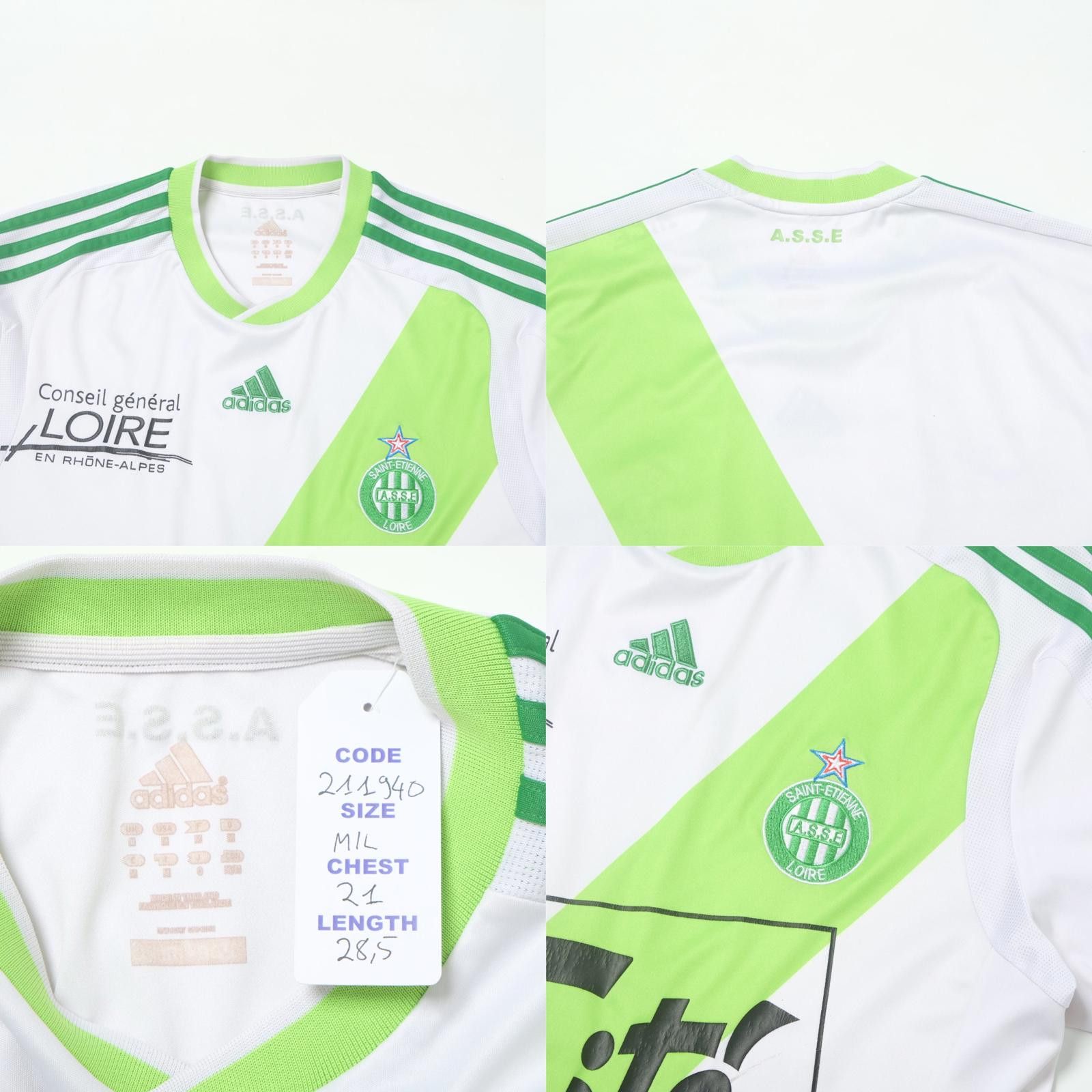 Adidas 2009/10 Saint Etienne Away Shirt Adidas (M/L) Size US M / EU 48-50 / 2 - 4 Thumbnail