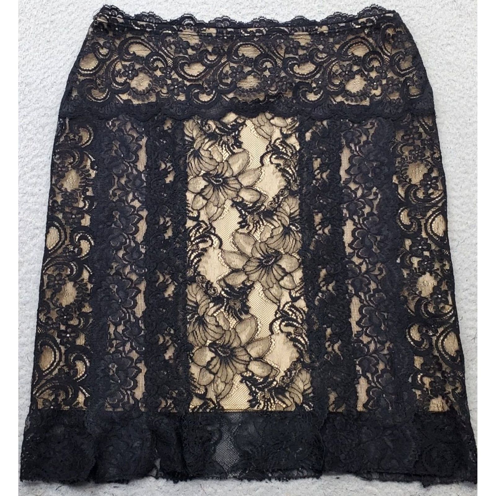 Nicole Miller Nicole Miller Womens Mini Skirt L Multicolor Floral Lace Overlay Lined USA Made Size 36" / US 14 / IT 50 - 2 Thumbnail
