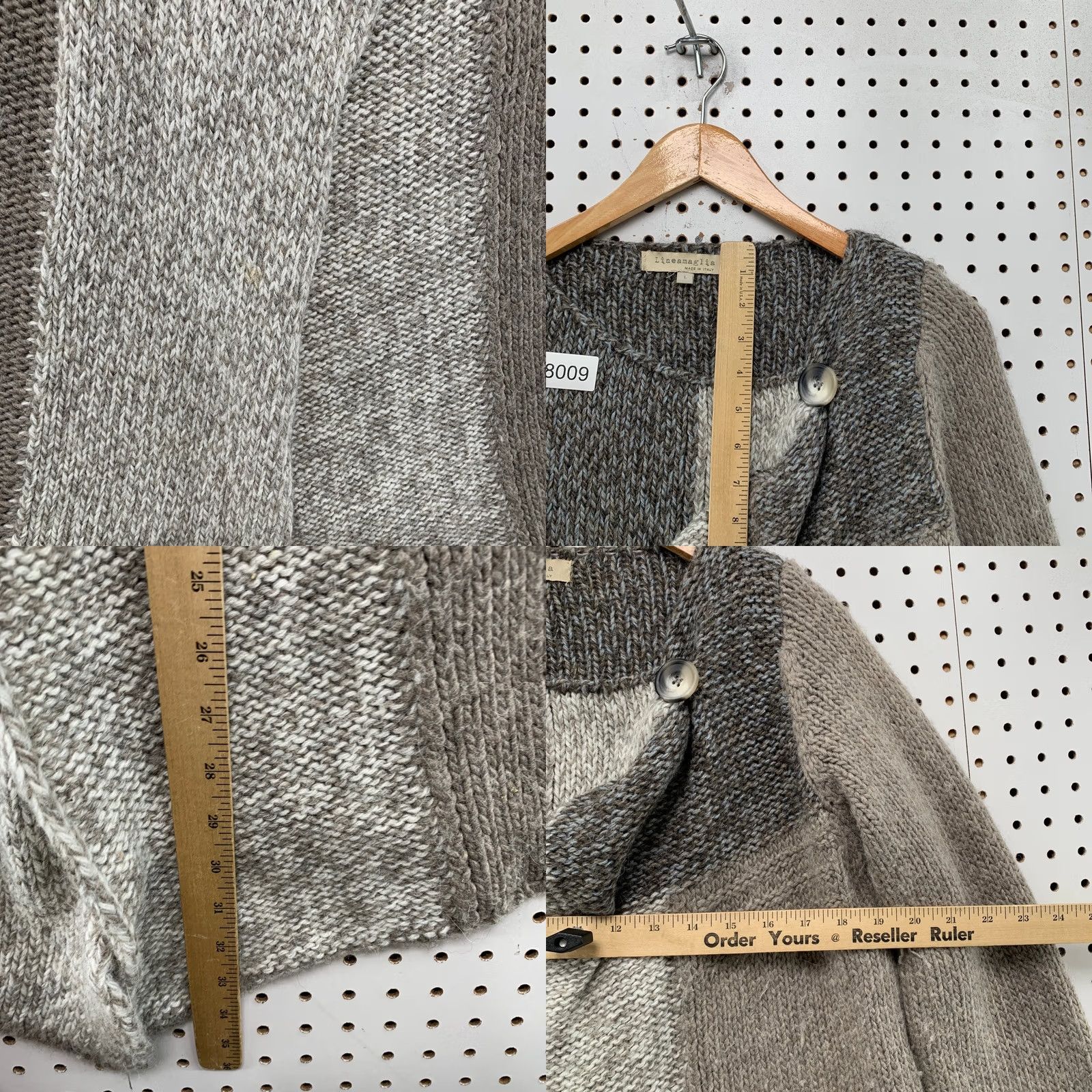 Vintage Lineamaglia Wool Alpaca Cardigan Sweater Womens Large Gray Knit Open Front ITALY Size L / US 10 / IT 46 - 8 Thumbnail