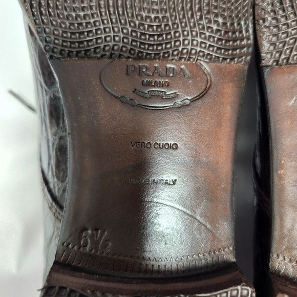 Prada Prada Brown Crocodile Leather Dress Shoes Size US 6.5 / EU 39-40 - 6 Thumbnail