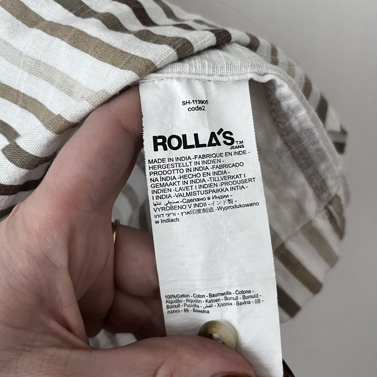 Rolla's Rolla's White & Brown Stripe Short Sleeve Button Front Shirt Size US XL / EU 56 / 4 - 3 Thumbnail