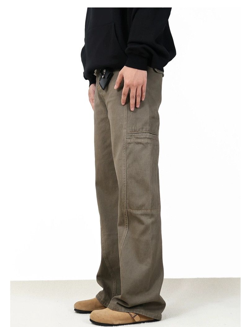 washed faded patchwork utility flared pants