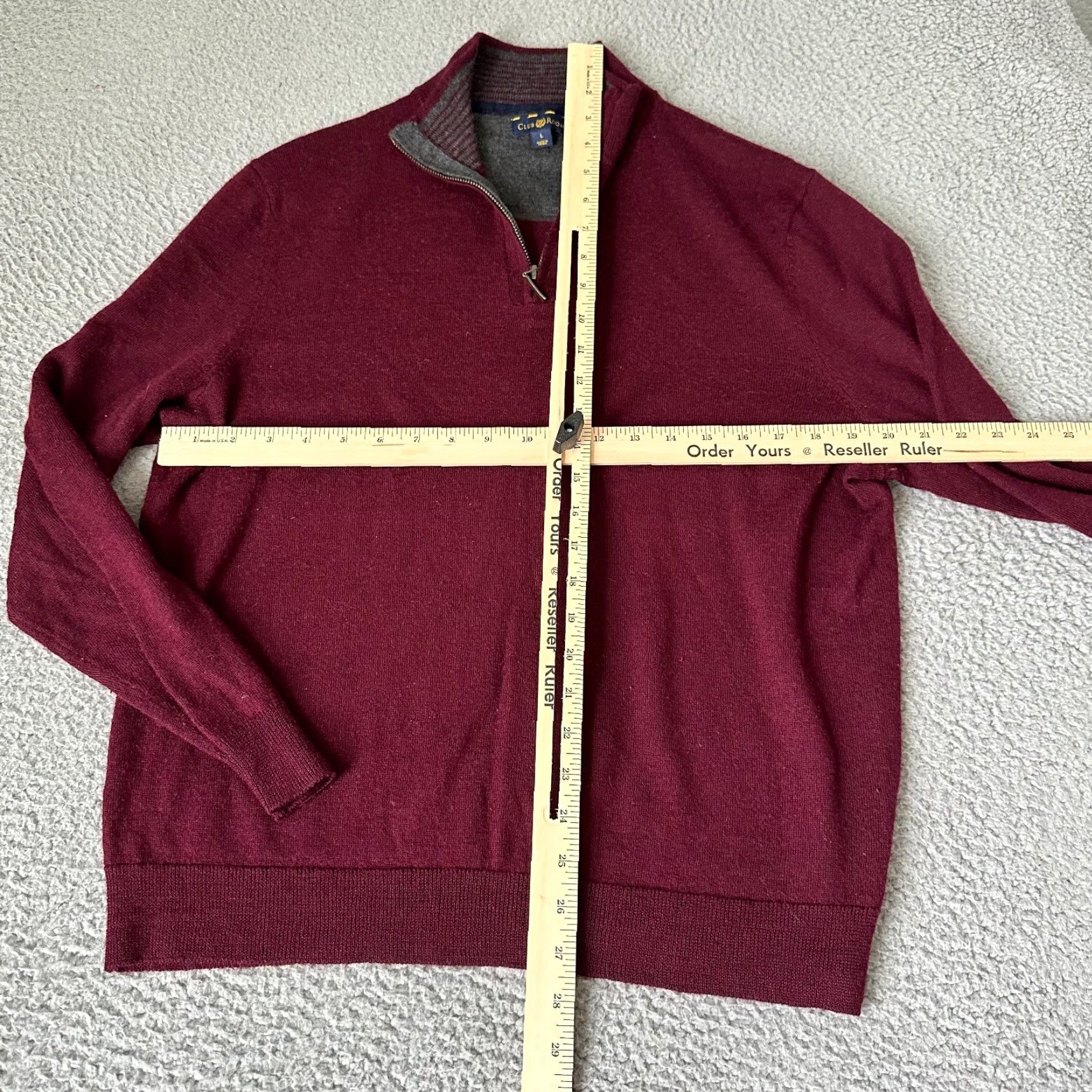 Club Room Club Room Sweater Adult Large Red Wool Knit 1/4 Zip Cranberry Pullover Mens Shirt Size US L / EU 52-54 / 3 - 7 Thumbnail