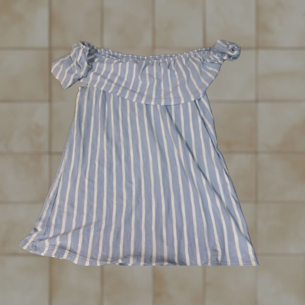 Old Navy Old Navy Womens Blouse L Blue Striped Crew Neck Pullover Dolman Sleeve Cotton Casual Regular Stretch Size L / US 10 / IT 46 - 1 Thumbnail
