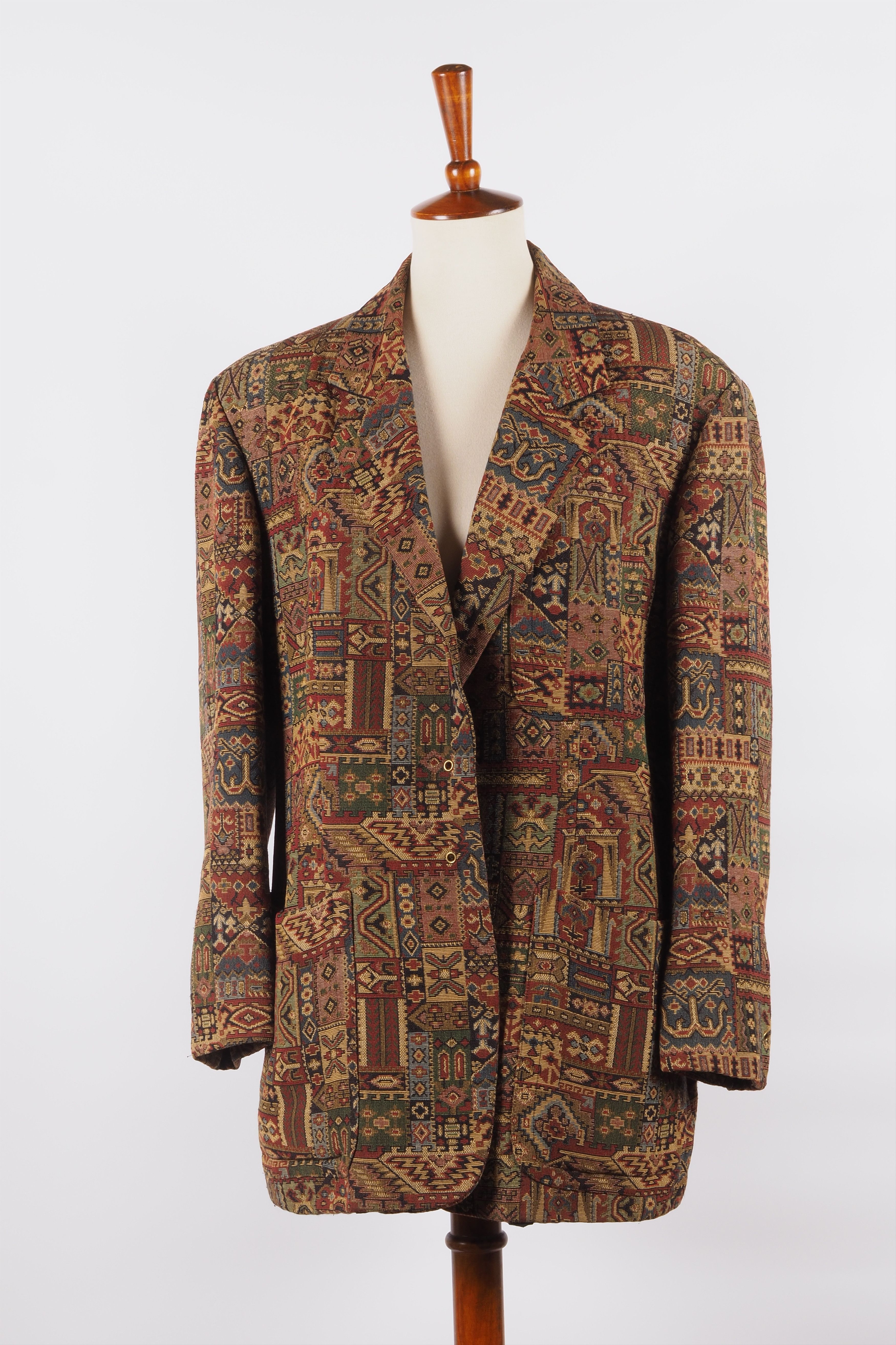 Moschino × Vintage Moschino Cheap Chic Vintage Tribal Textured Blazer Jacket Size XL / US 12-14 / IT 48-50 - 7 Thumbnail
