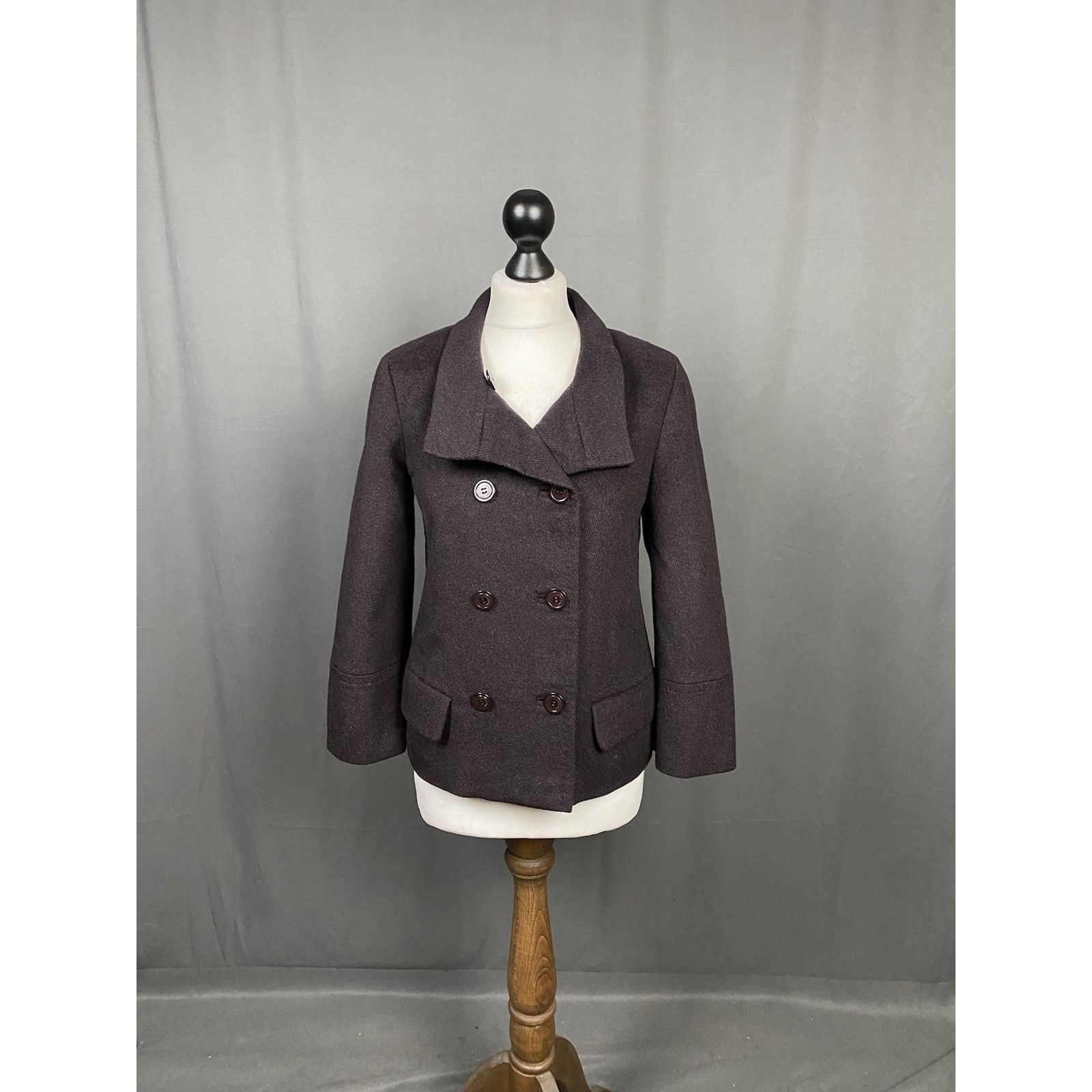Loro Piana Loro Piana Herringbone Women's Purple Wool Double Breasted P Size M / US 6-8 / IT 42-44 - 3 Thumbnail