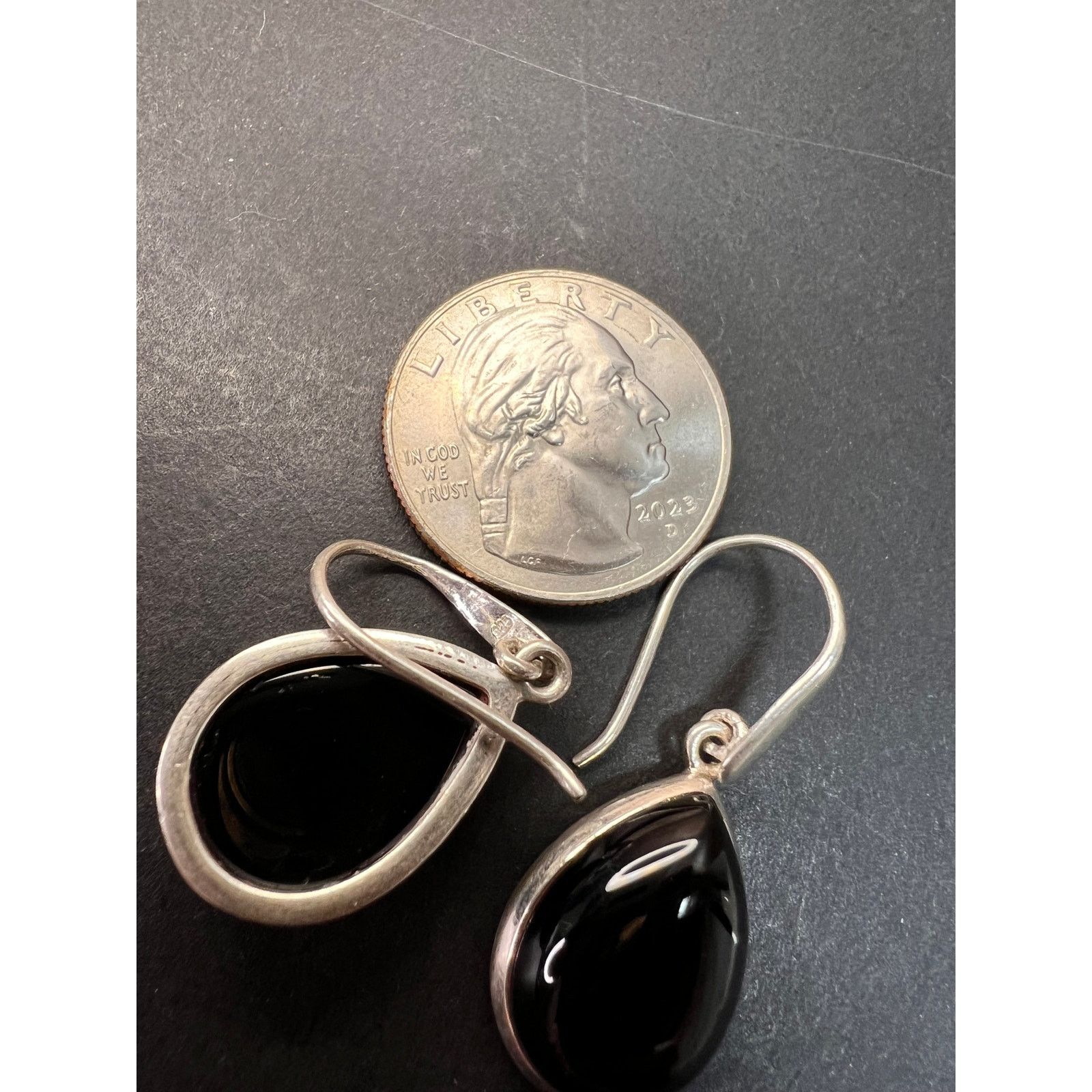 Other NEW Black onyx sterling silver teardrop earrings 7.49 grams Size ONE SIZE - 5 Thumbnail