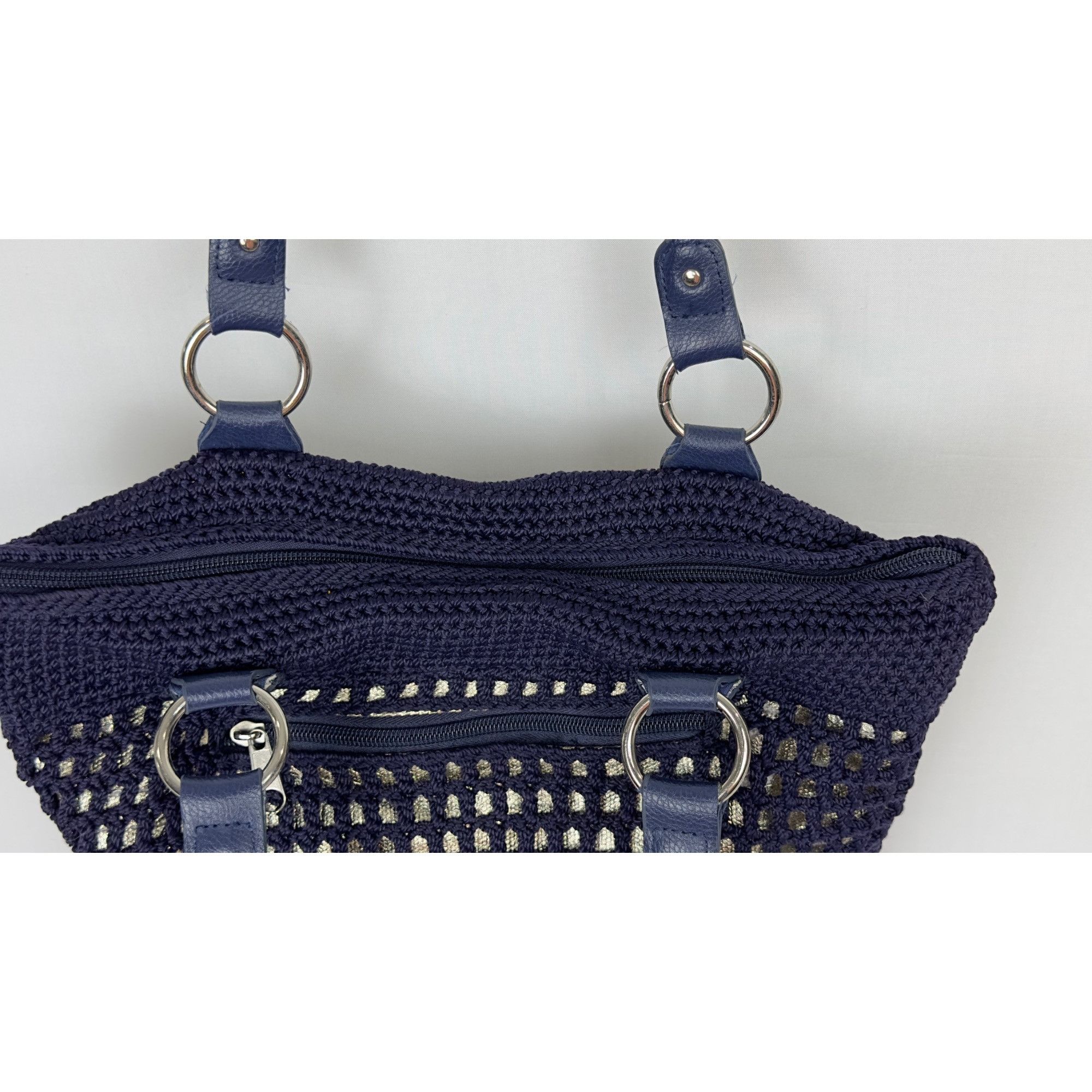 The Sak The Sak Navy Crochet Tote Bag With Zipper Pocket & Shoulder Size ONE SIZE - 14 Thumbnail
