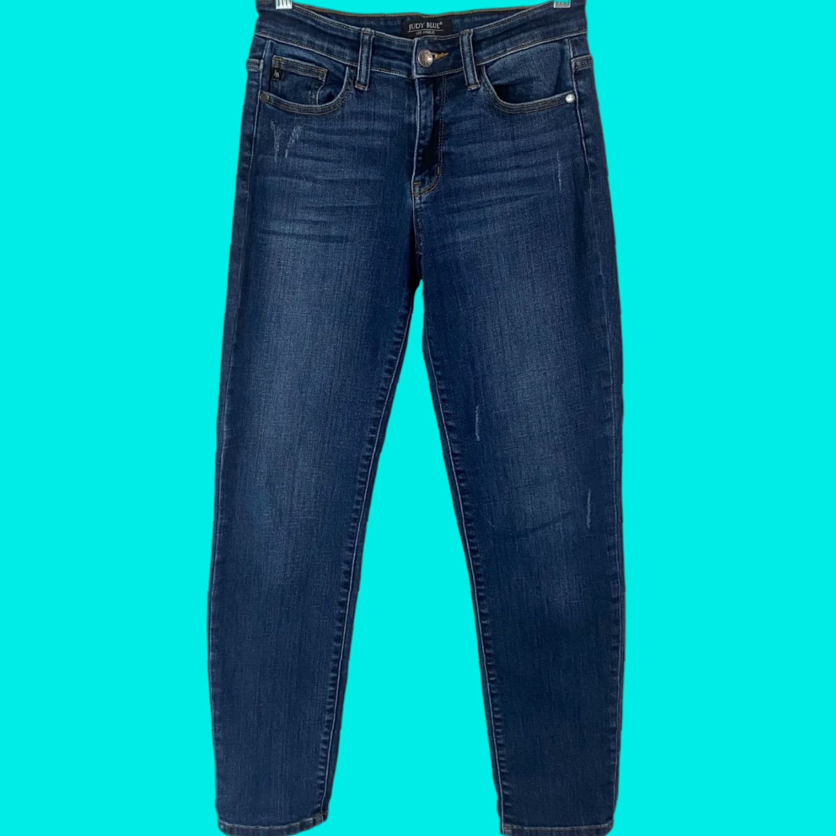 Denime Judy Blue Jeans Women's Size 26 Blue Slim Fit Mid-Rise Distressed Tapered Size 26" / US 2 / IT 38 - 1 Thumbnail