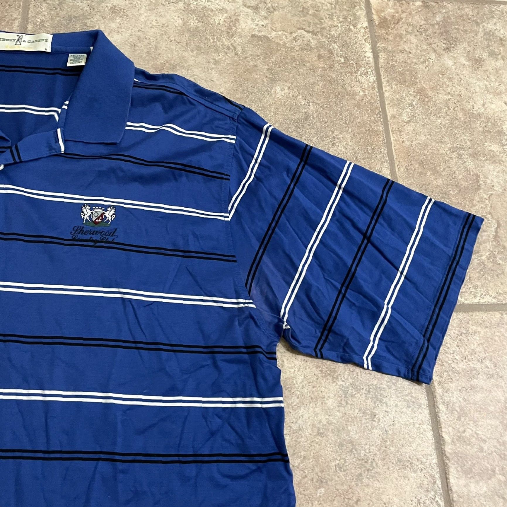 Vintage Sherwood CC Fairway And Greens 100% cotton Blue polo golf shirt Mens Size XXL Size US XXL / EU 58 / 5 - 2 Thumbnail
