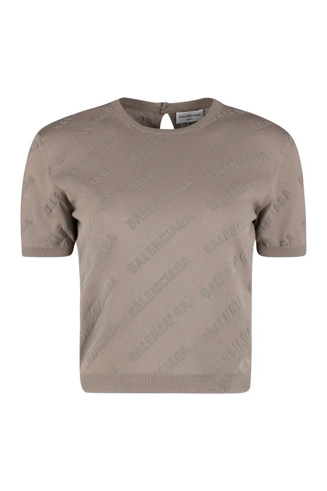 o1y0625 Logo Short Sleeves Sweater in Light Brown