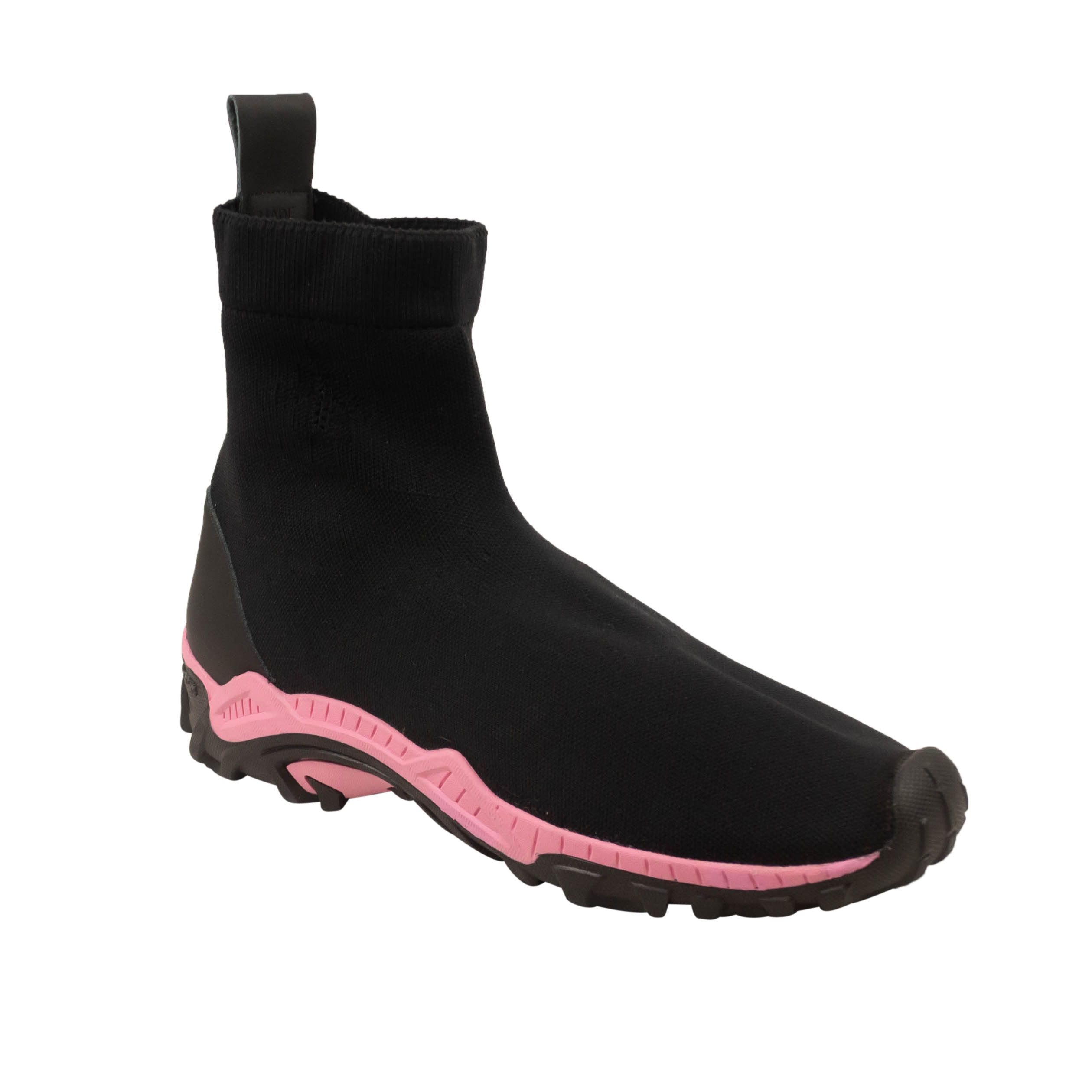 image of Marcelo Burlon Black & Pink Flyknit Boots Size 11/44, Men's