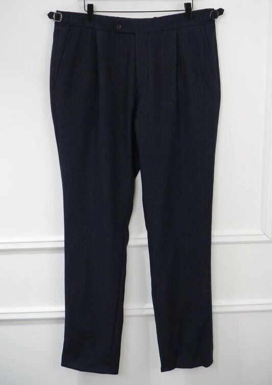 Suitsupply Men Suitsupply Ames Pleat SA Trousers Flannel Blue 106 US44L Size 44L - 1 Thumbnail