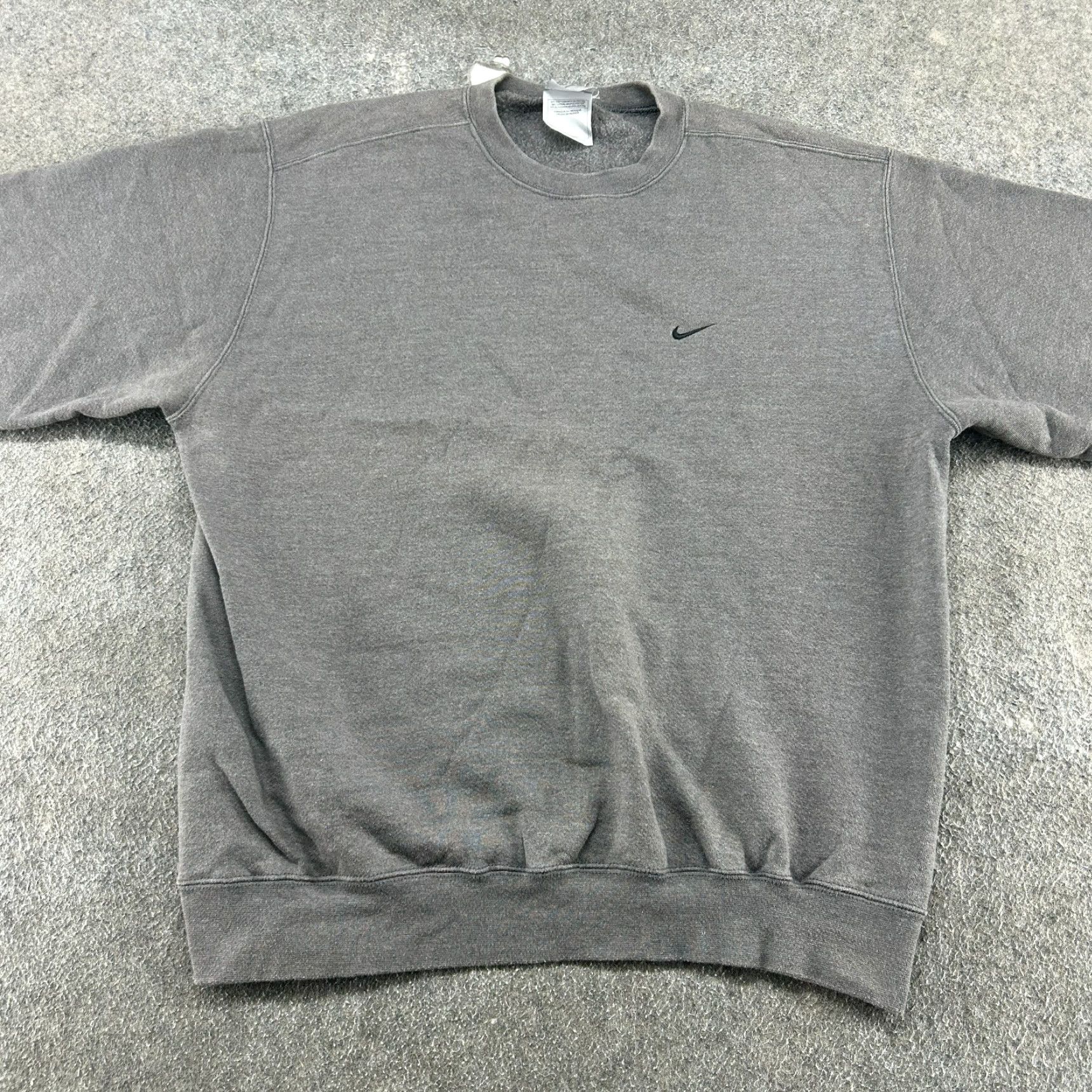 Nike VINTAGE Nike Sweatshirt Mens L Grey Pullover Crew Neck Swoosh Mini Check Y2K Cotton Fleece Logo Sweatshirt All Seasons Size US L / EU 52-54 / 3 - 3 Thumbnail