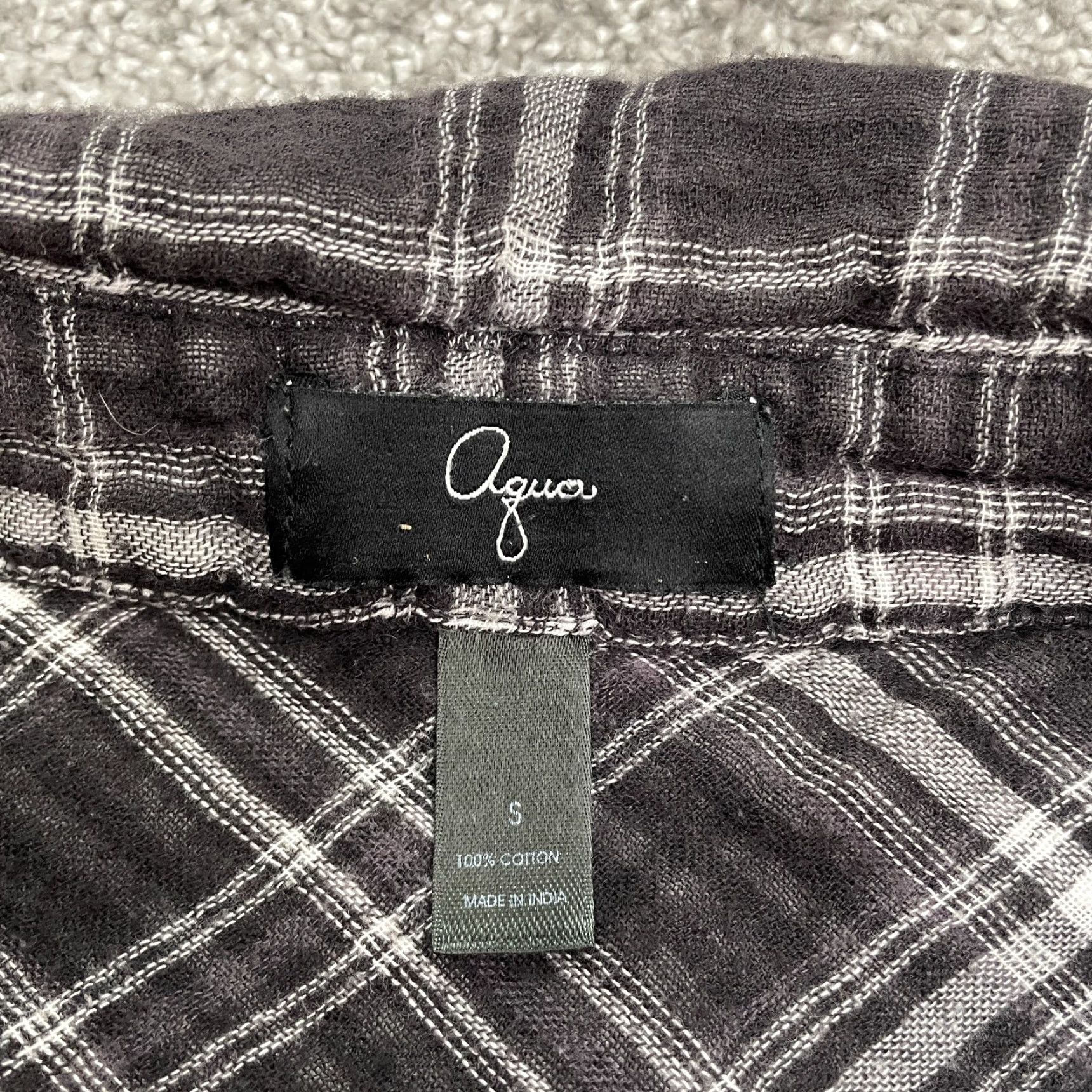 Bloomingdale's Aqua by Bloomingdale's Shirt Women Adult Small Black Flannel Cotton Plaid Button-Up Womens Size S / US 4 / IT 40 - 4 Thumbnail