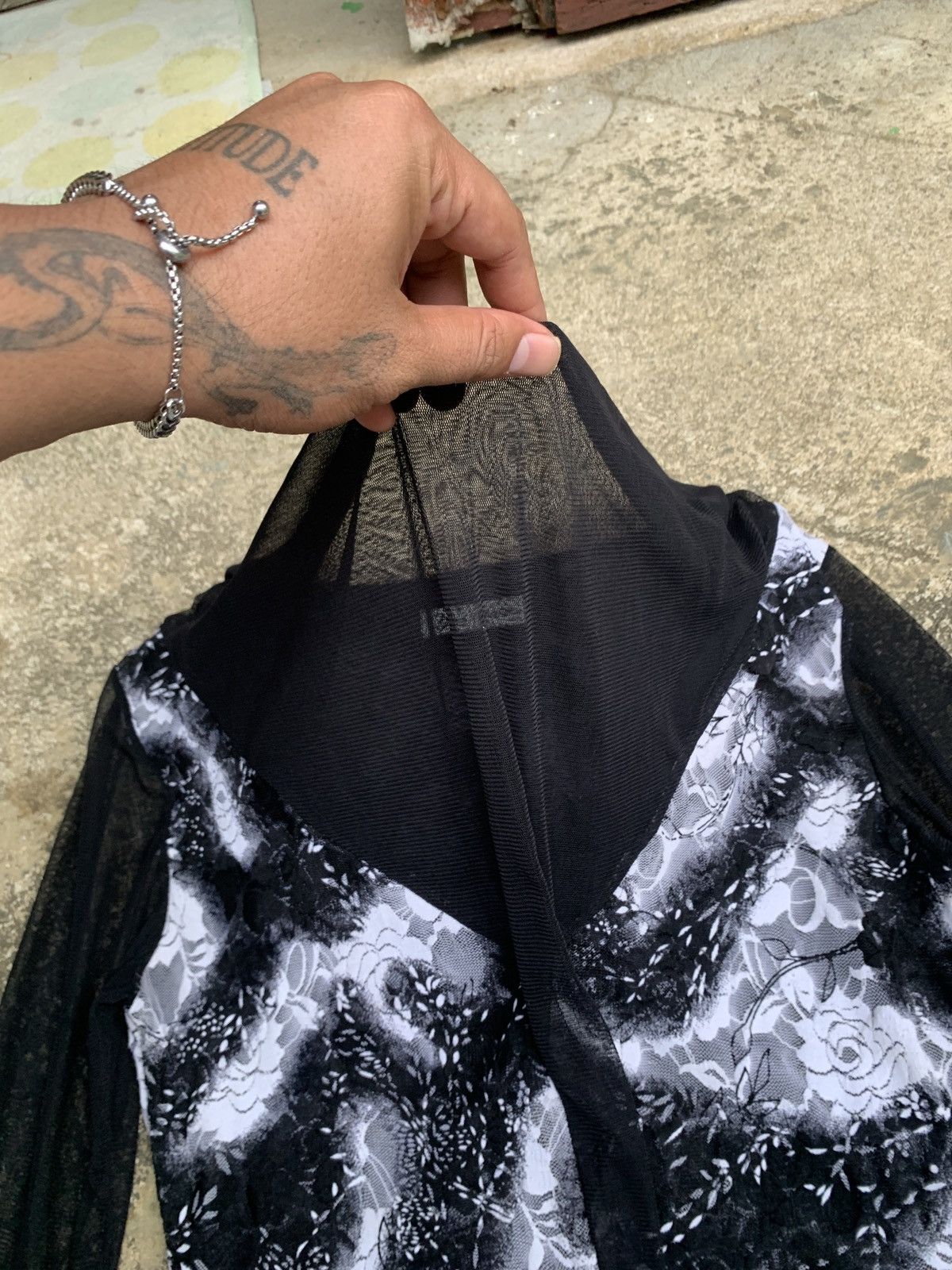 Japanese Brand × Vintage y2k DeLI Collection Ruffle Floral Trim Mesh Longsleeve Top Size S / US 4 / IT 40 - 6 Thumbnail