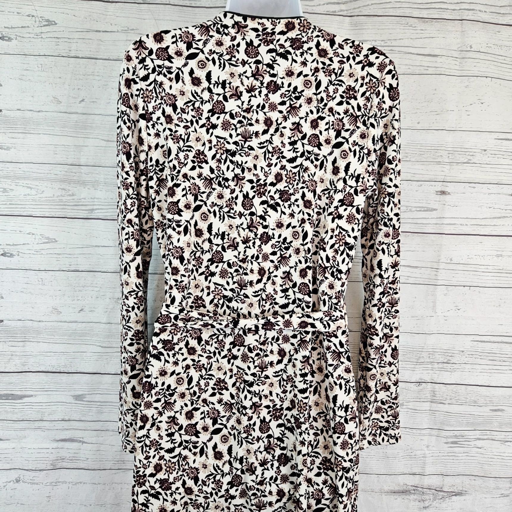 Ann Taylor Ann Taylor Wrap Dress Womens Midi Size M Black Burgundy Floral Long Sleeve Size M / US 6-8 / IT 42-44 - 4 Thumbnail