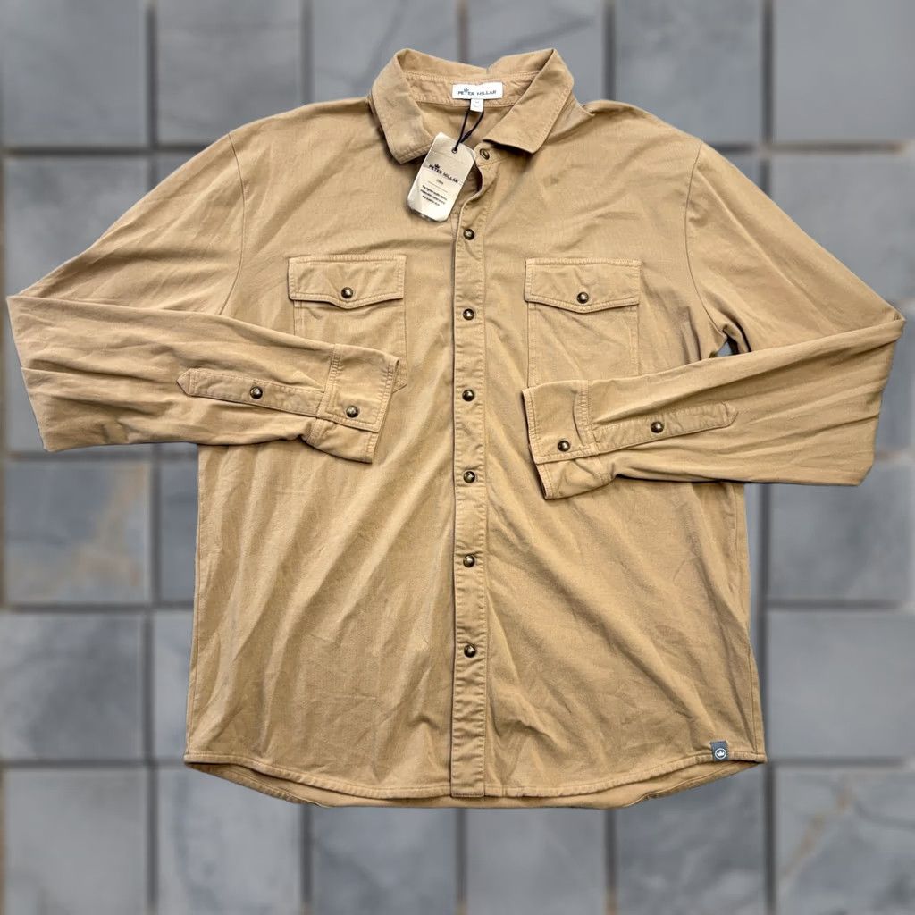 Peter Millar Peter Millar Shirt Men Medium Sand Crown Lava Wash Jersey Pearl Snap Stretch NEW Size US M / EU 48-50 / 2 - 1 Thumbnail