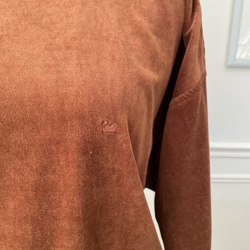 Vintage Vintage 80s Gloria Vanderbilt Brown Velour Mock Neck Pullove Size M / US 6-8 / IT 42-44 - 4 Thumbnail
