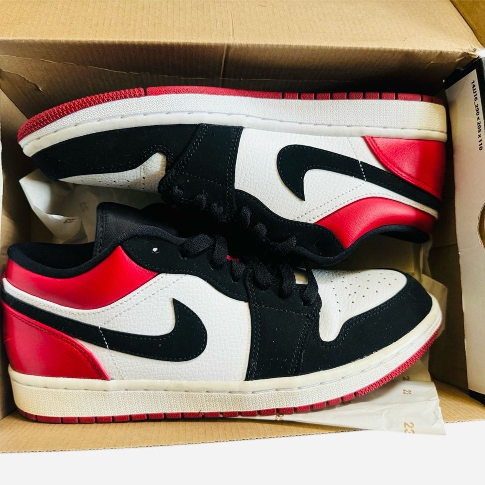 Nike Nike Air Jordan 1 Low Sneakers - Black, Red, White Size US 8 / EU 41 - 3 Thumbnail