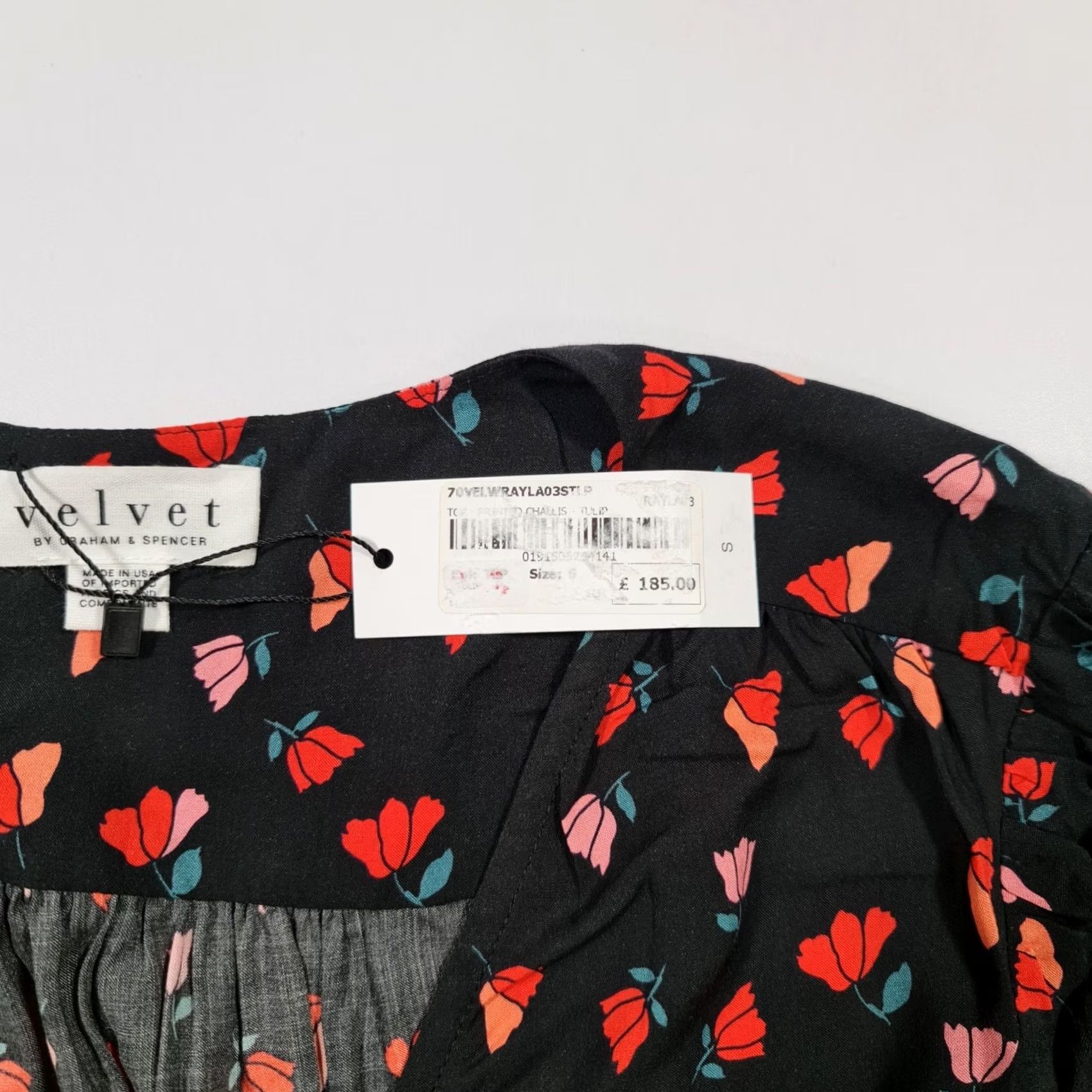 Velvet Velvet by Graham & Spencer Womens Blouse Top Black Small Wrap Floral Long Sleeve V-Neck Size S / US 4 / IT 40 - 4 Thumbnail