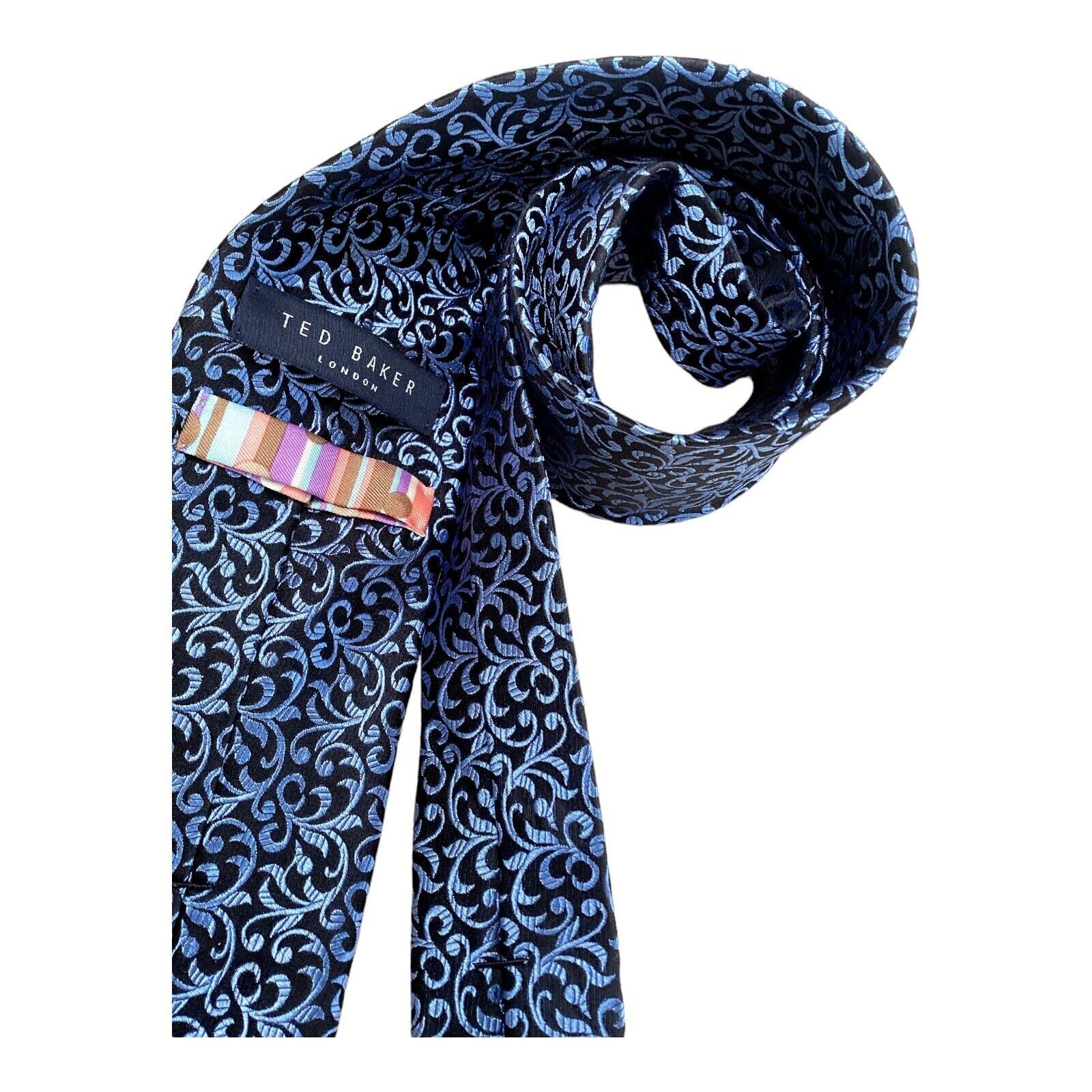 Ted Baker TED BAKER Blue Baroque Luxury Silk Tie Hand Tailed In USA W: Size ONE SIZE - 3 Thumbnail