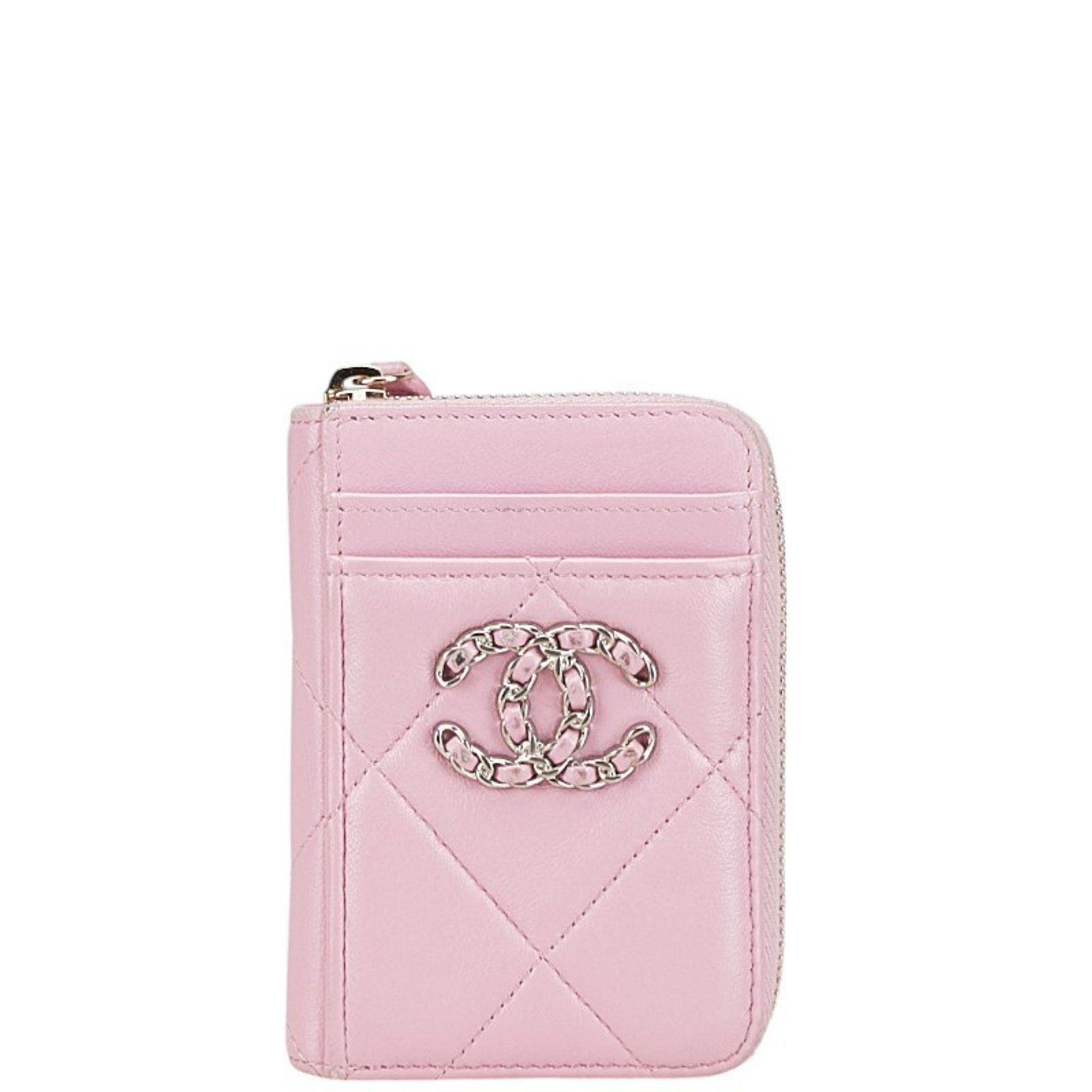 Chanel CHANEL Matelasse Chanel 19 Coco Mark Wallet/Coin Case AP2701 Pink Lambskin Women's Size ONE SIZE - 1 Thumbnail
