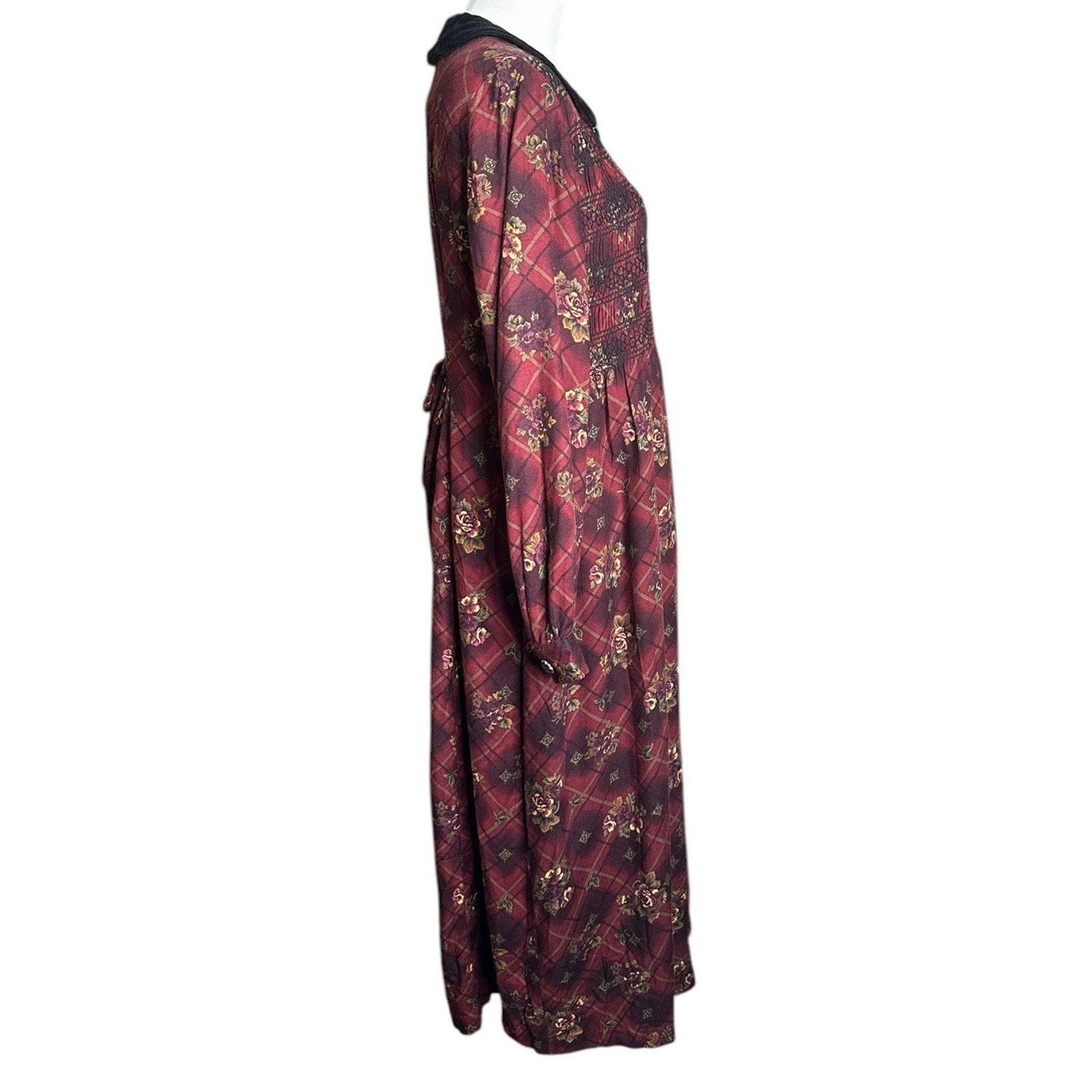 Other Vtg Molly Malloy Petite Dress Black Velvet Collar Maxi 12 Size XL / US 12-14 / IT 48-50 - 9 Thumbnail