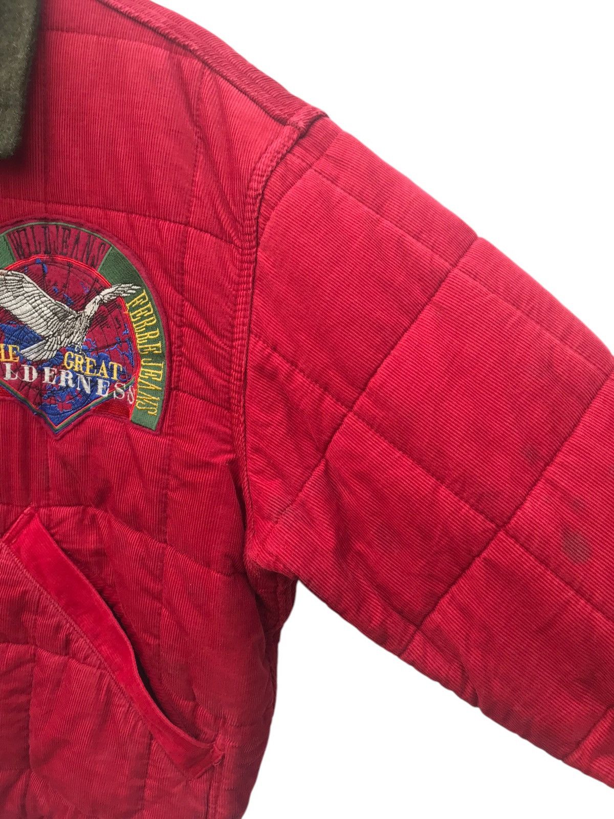 Ferre Ferre Jeans Italy Bombers Corduroy Spellout Jacket (STAINS) Size US M / EU 48-50 / 2 - 10 Thumbnail