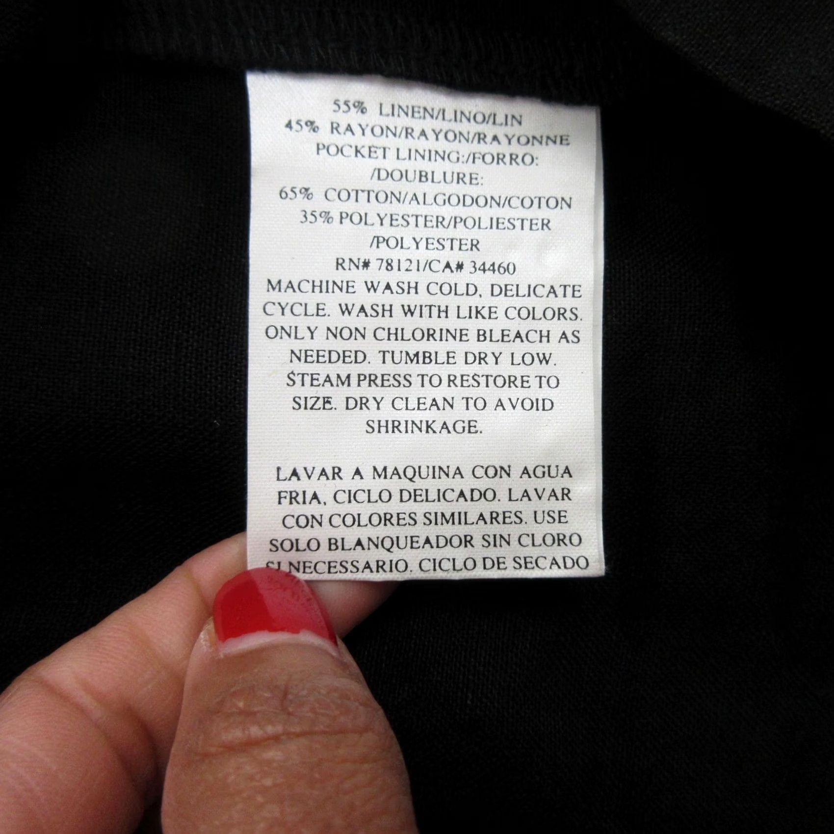 Eileen Fisher Eileen Fisher Coat Womens Large Black Linen Button Front Mandarin Collar Size L / US 10 / IT 46 - 6 Thumbnail