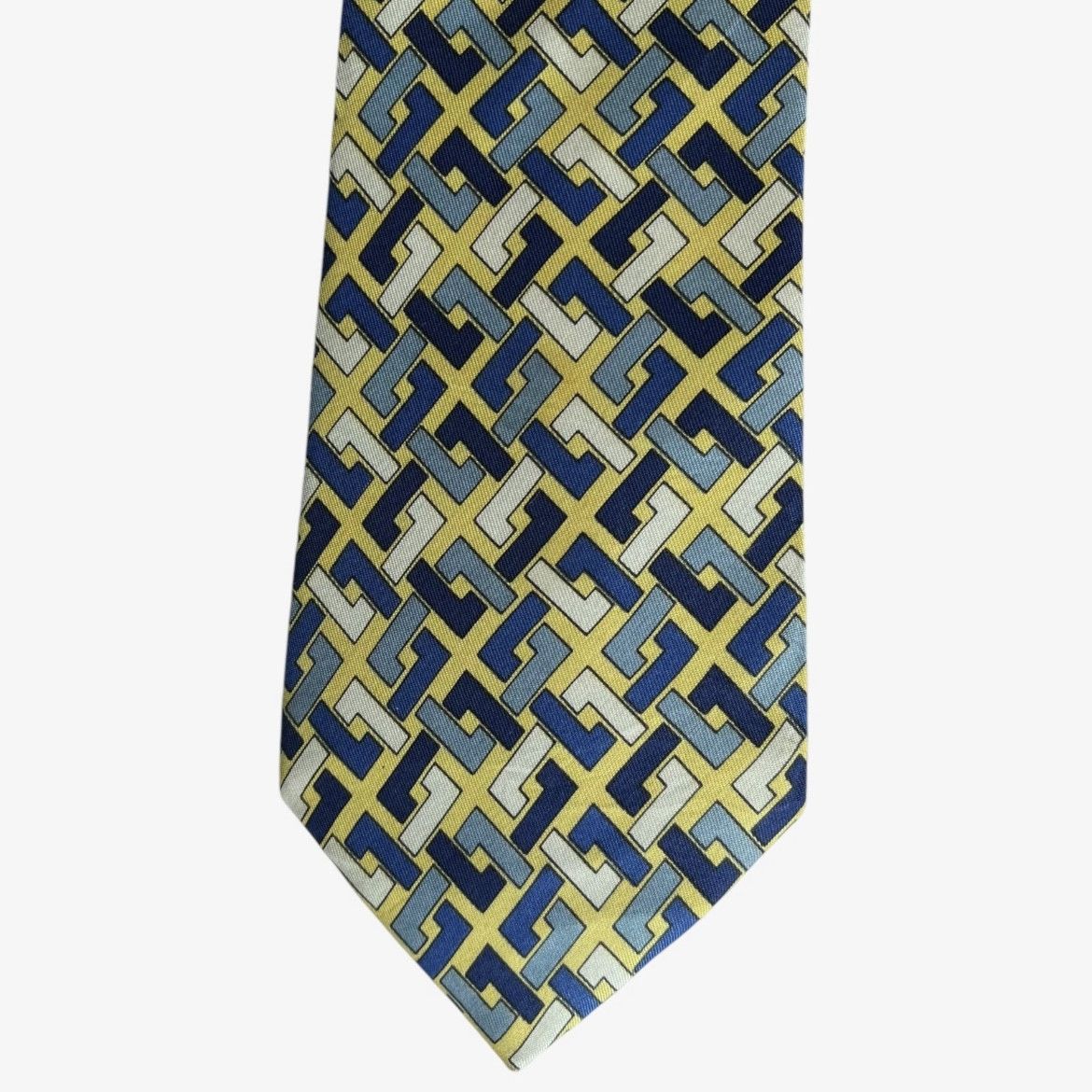 Turnbull & Asser Vintage 90s Turnbull & Asser Abstract Print Yellow Silk Tie Size ONE SIZE - 3 Thumbnail