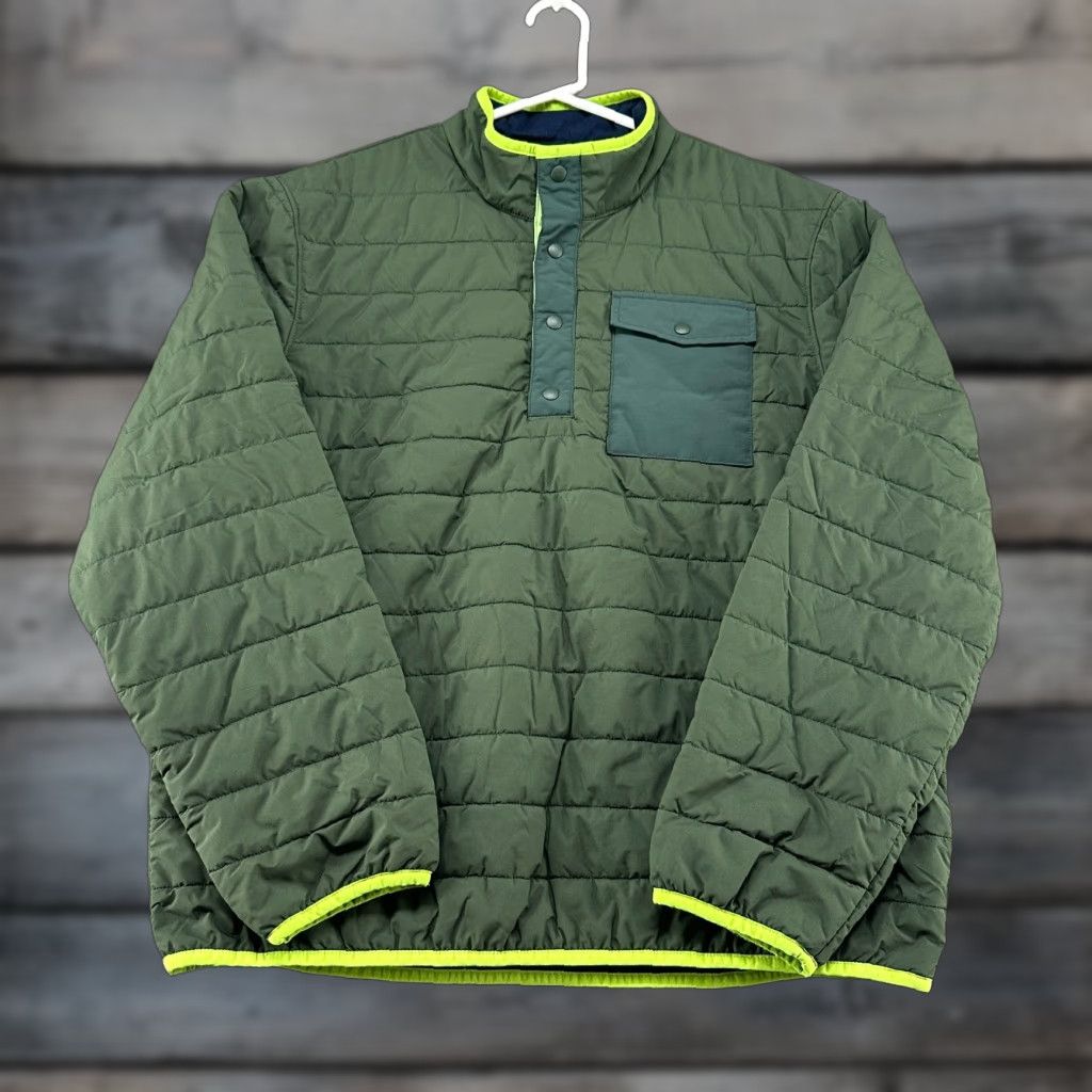 Lands' End Lands' End Jacket Mens L Green Puffer Quilted 1/4 Snap Polyester Hoodie Windbreaker Regular Outdoor 90s Mens Size US L / EU 52-54 / 3 - 1 Thumbnail