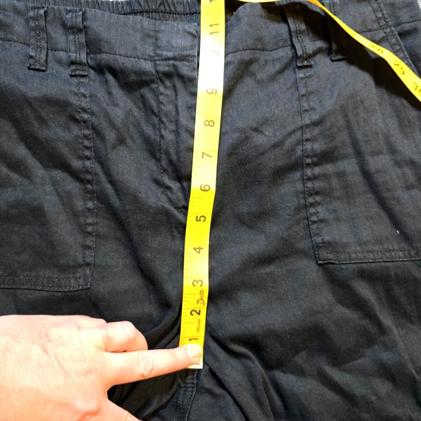 Vintage Chicos Pants Womens Large Black Cargo Linen Straight Leg Crop High Rise Capsule Size 24" / US 00 / IT 34 - 7 Thumbnail