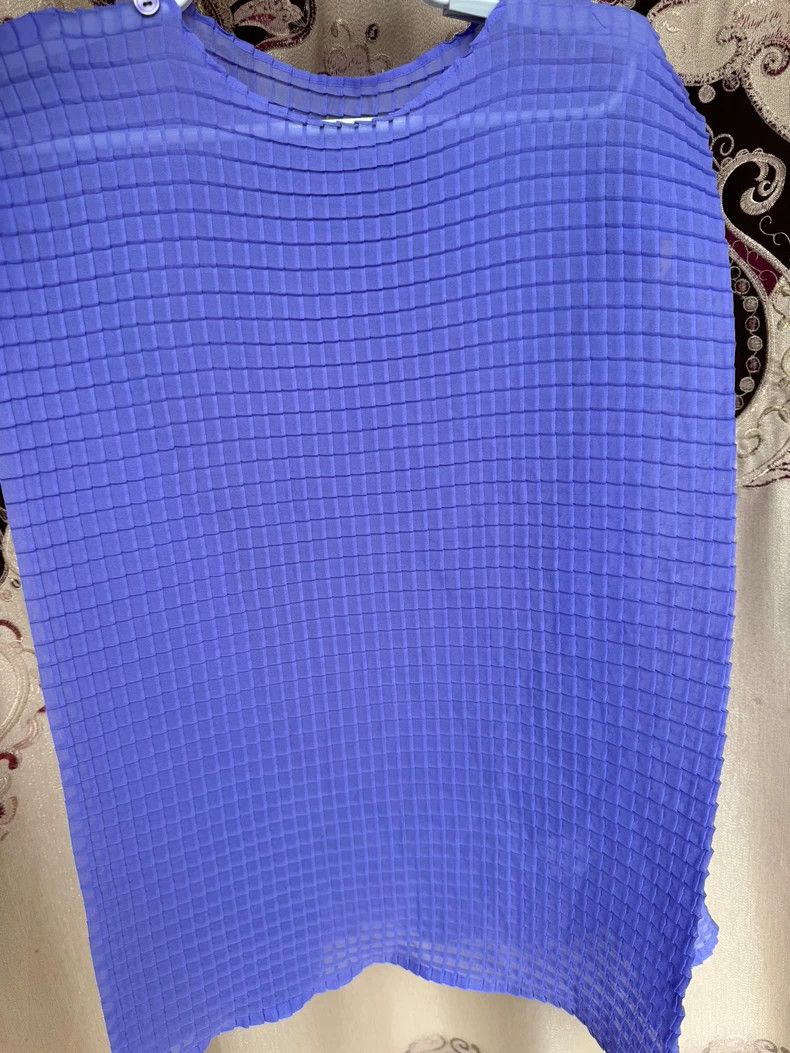 Issey Miyake Issey Miyake Purple checkered mainline thin sand top Size S / US 4 / IT 40 - 2 Thumbnail