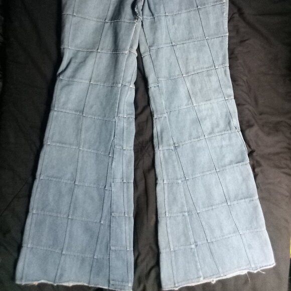 Other Vintage Brittania Patchwork Window Pane Flare Bell Jeans Size US 34 / EU 50 - 3 Thumbnail