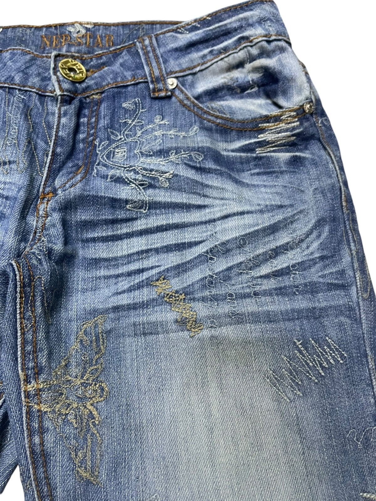 Hysteric Glamour × Japanese Brand Nep Star Japan Embroidery Doodle Heavy Stitch Flare Jeans Size US 30 / EU 46 - 9 Thumbnail